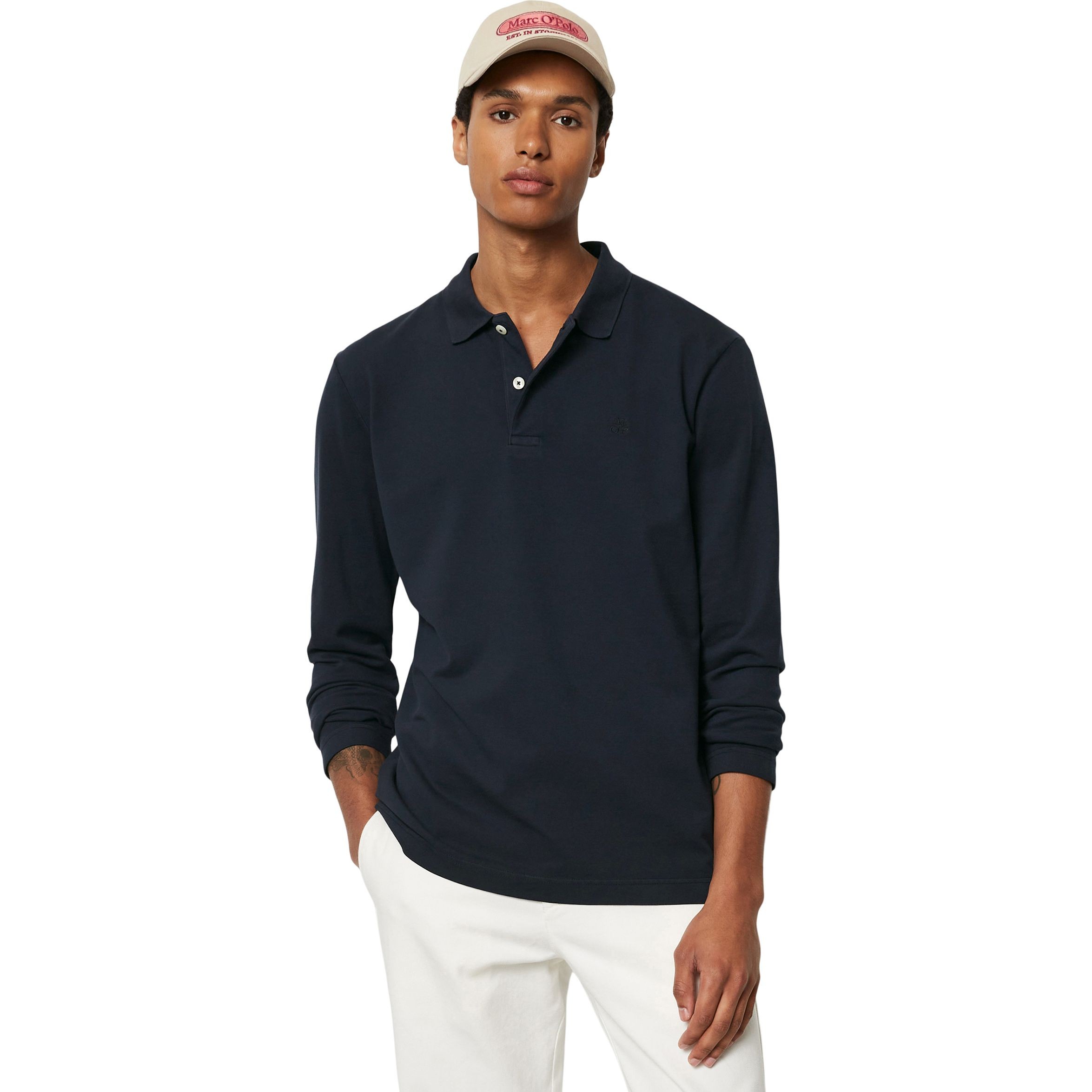 MARC O'POLO Polo marškiniai ilgos rank. vyrams, Mėlyna 2