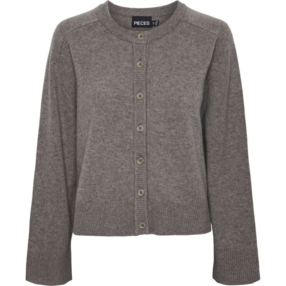 PIECES Kardiganas moterims, Gray, Nalia oneck wool knit cardigan 1