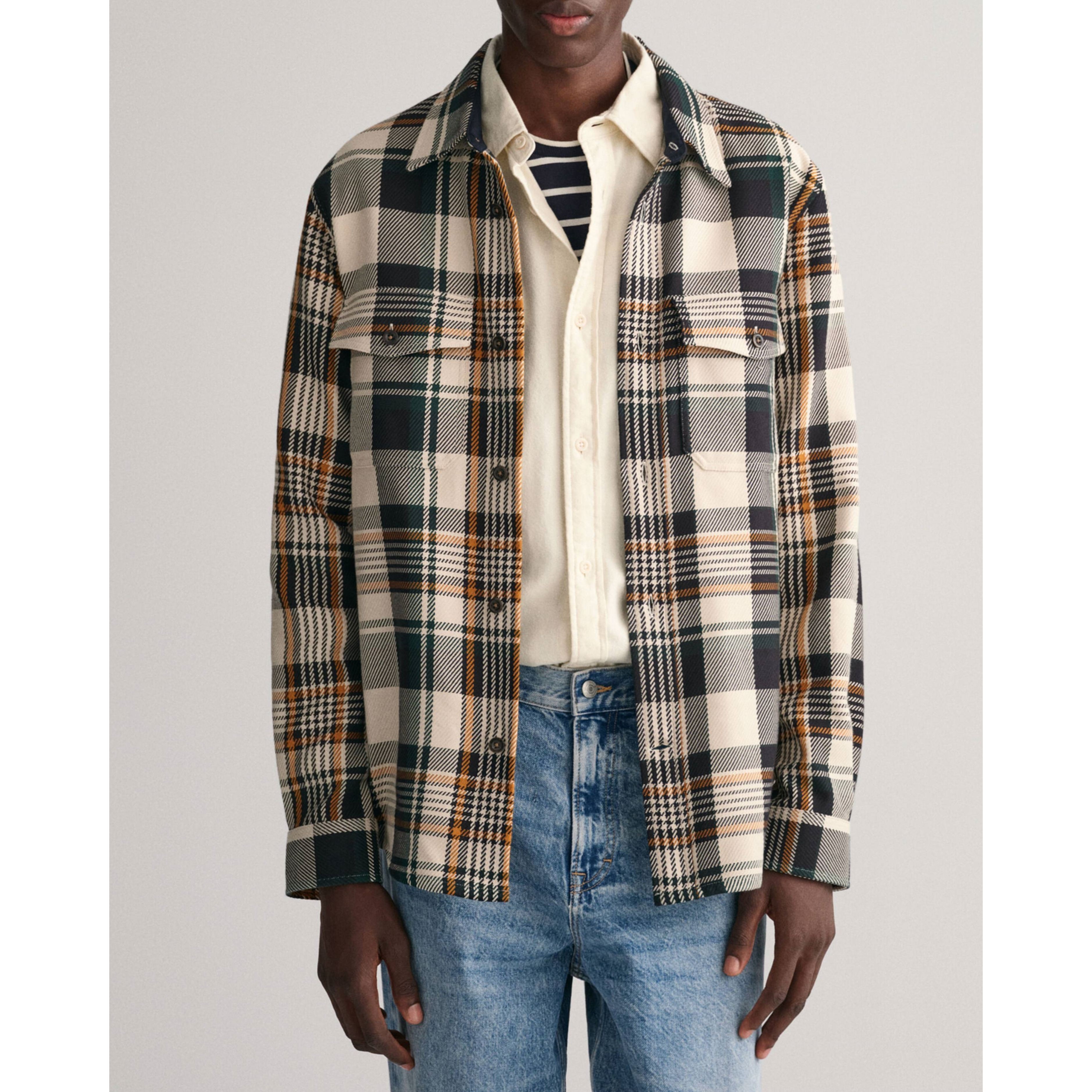 GANT Marškiniai vyrams, Pilka, HEAVY TWILL CHECK OVERSHIRT 2