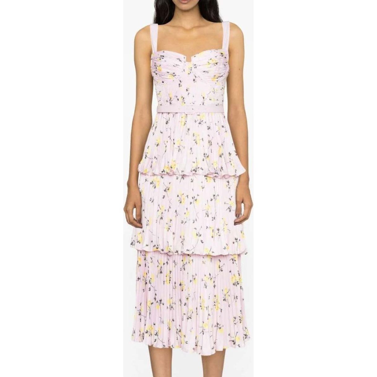 SELF PORTRAIT Midi suknelė moterims, Rožinė, Floral print tiered midi dress 2