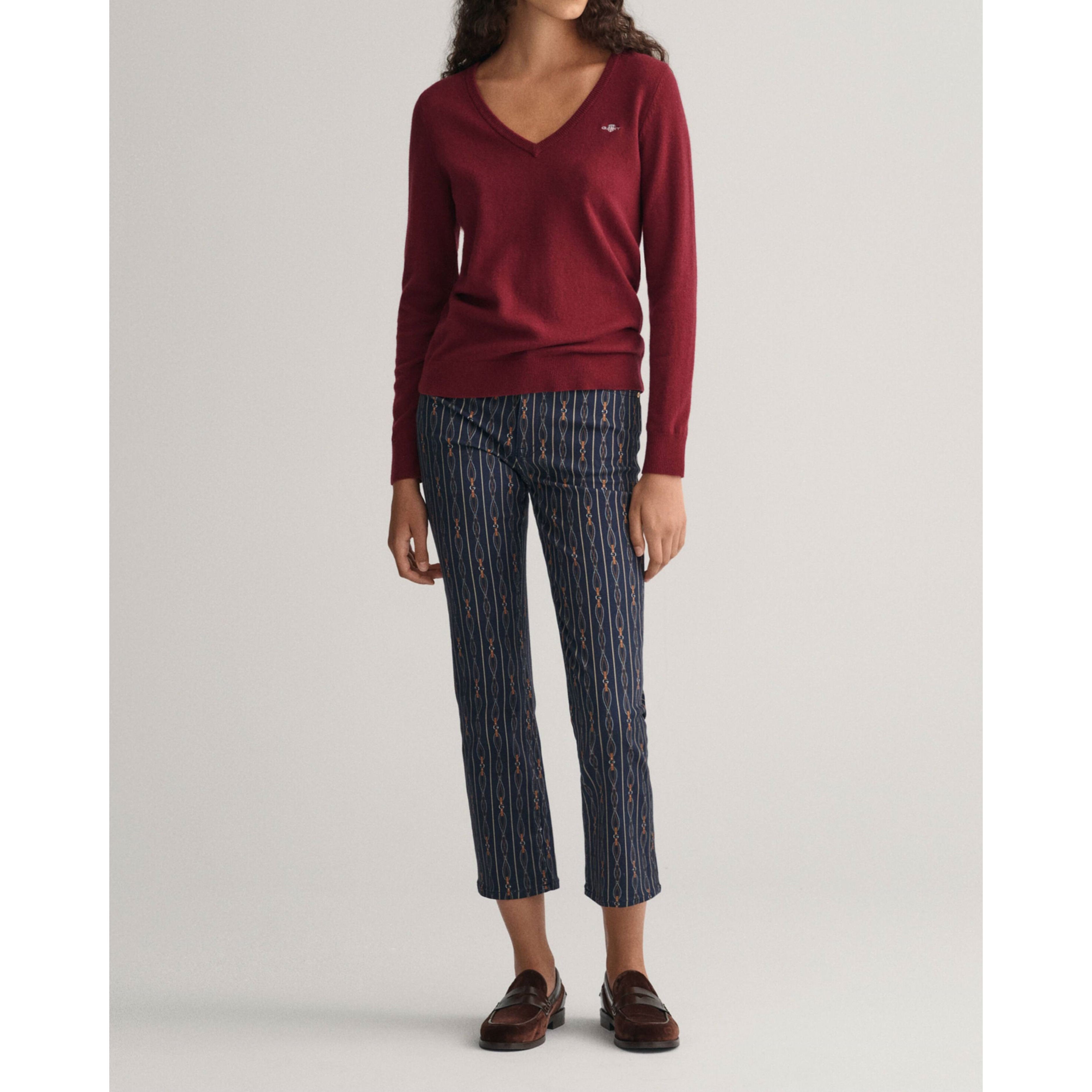 GANT Megztinis moterims, Raudona, EXTRAFINE V-NECK 4