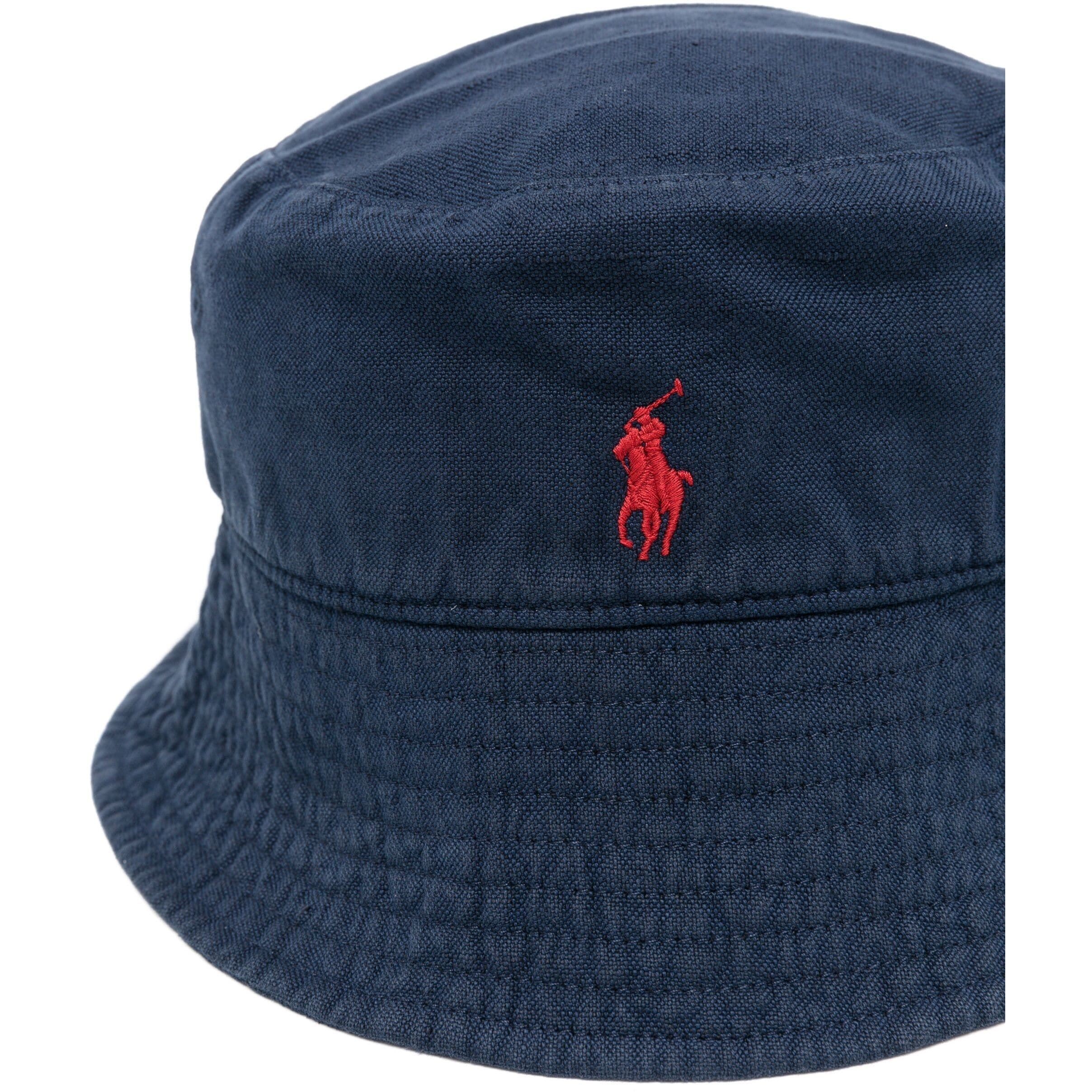 POLO RALPH LAUREN Skrybėlė moterims, Mėlyna, Embroidered logo linen hat 2