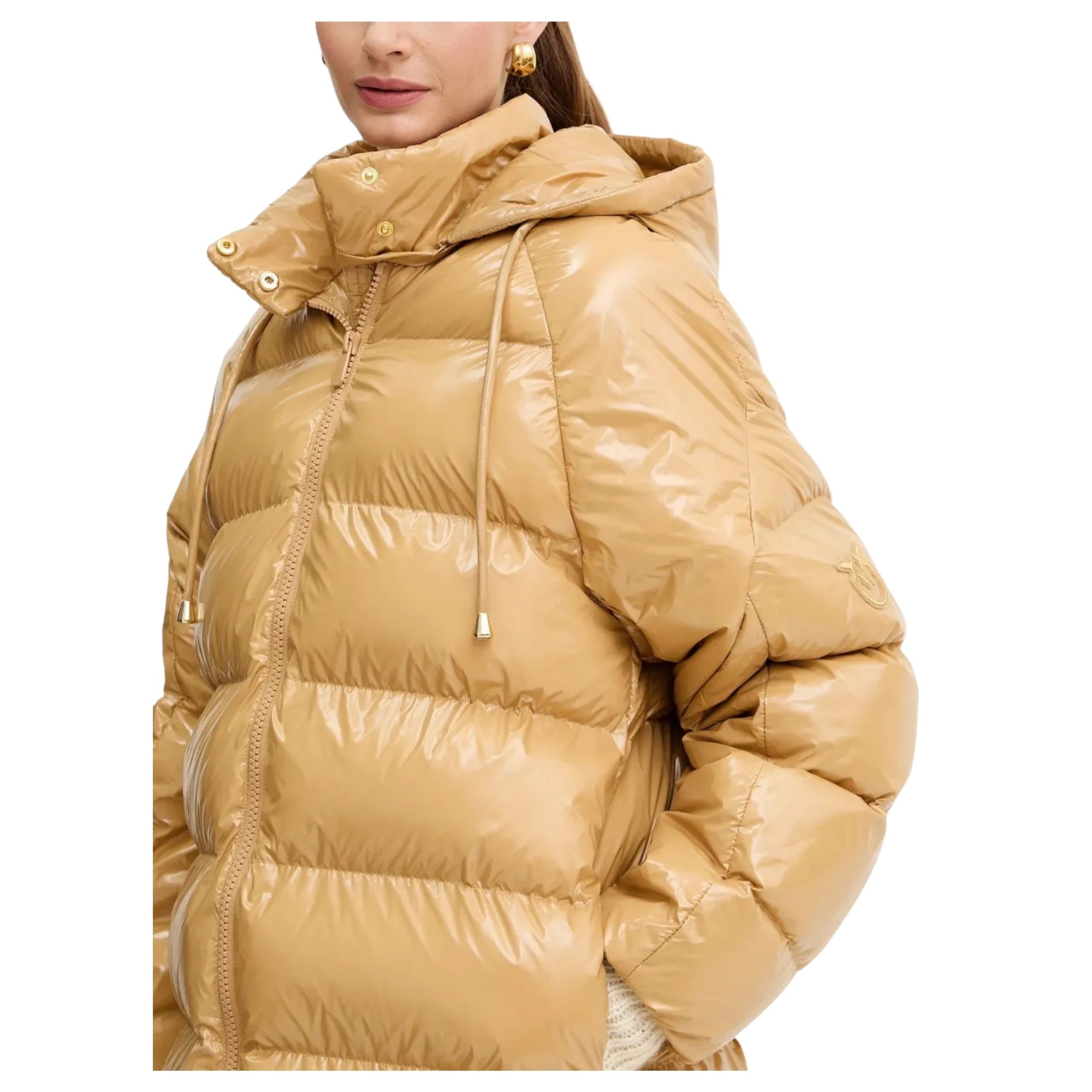 PINKO Pūkinė striukė moterims, Ruda, Burro quilted jacket 4