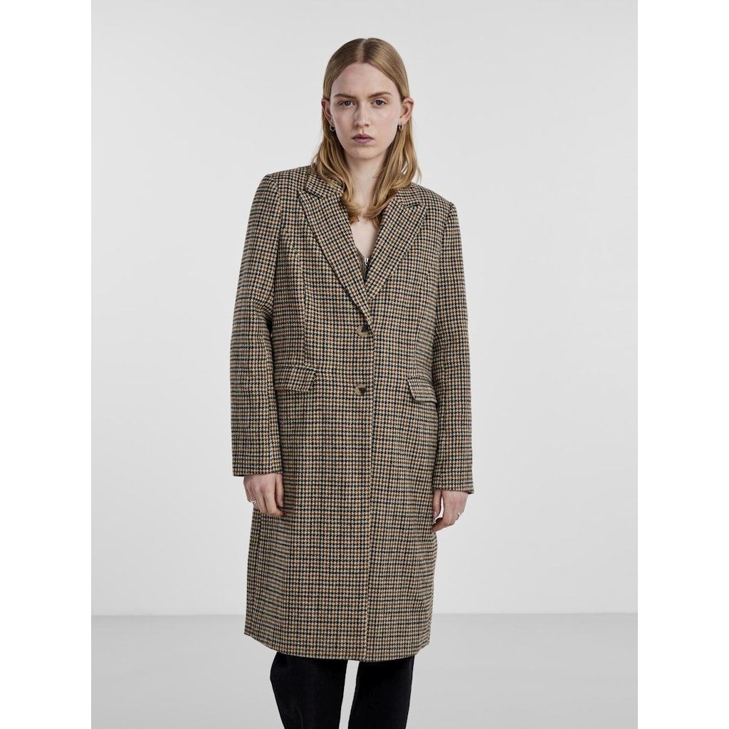 PIECES Paltas moterims, Juoda, PCNEA CHECKED COAT 3