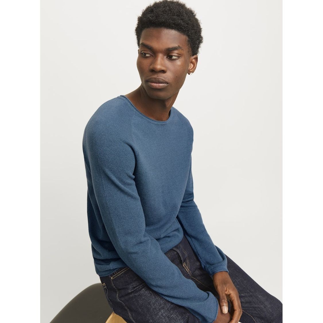 JACK & JONES Megztinis vyrams, Mėlyna, Ehill knit crew neck 6