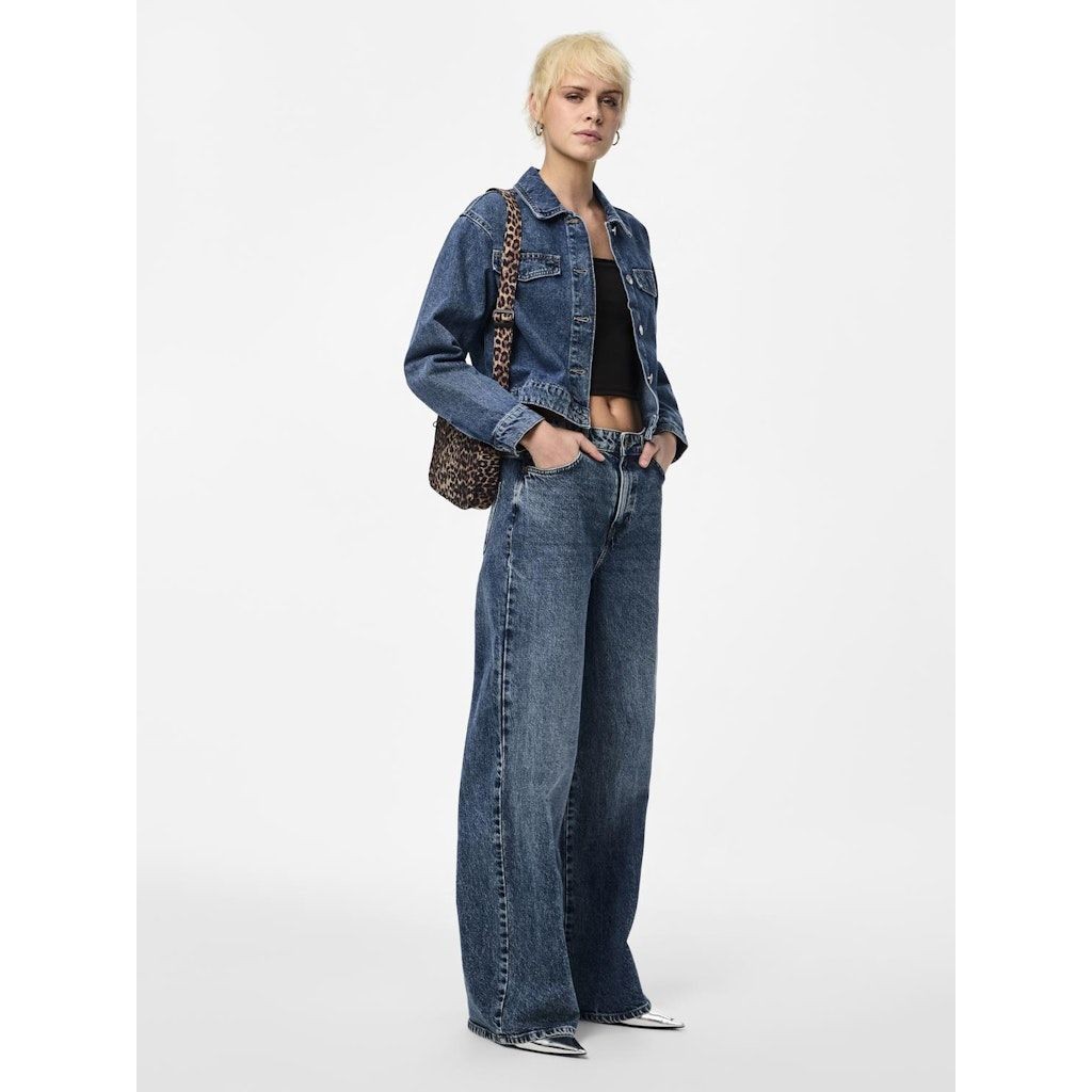 PIECES Striukė moterims, Mėlyna, PCTESSIE LS DNM JACKE 7