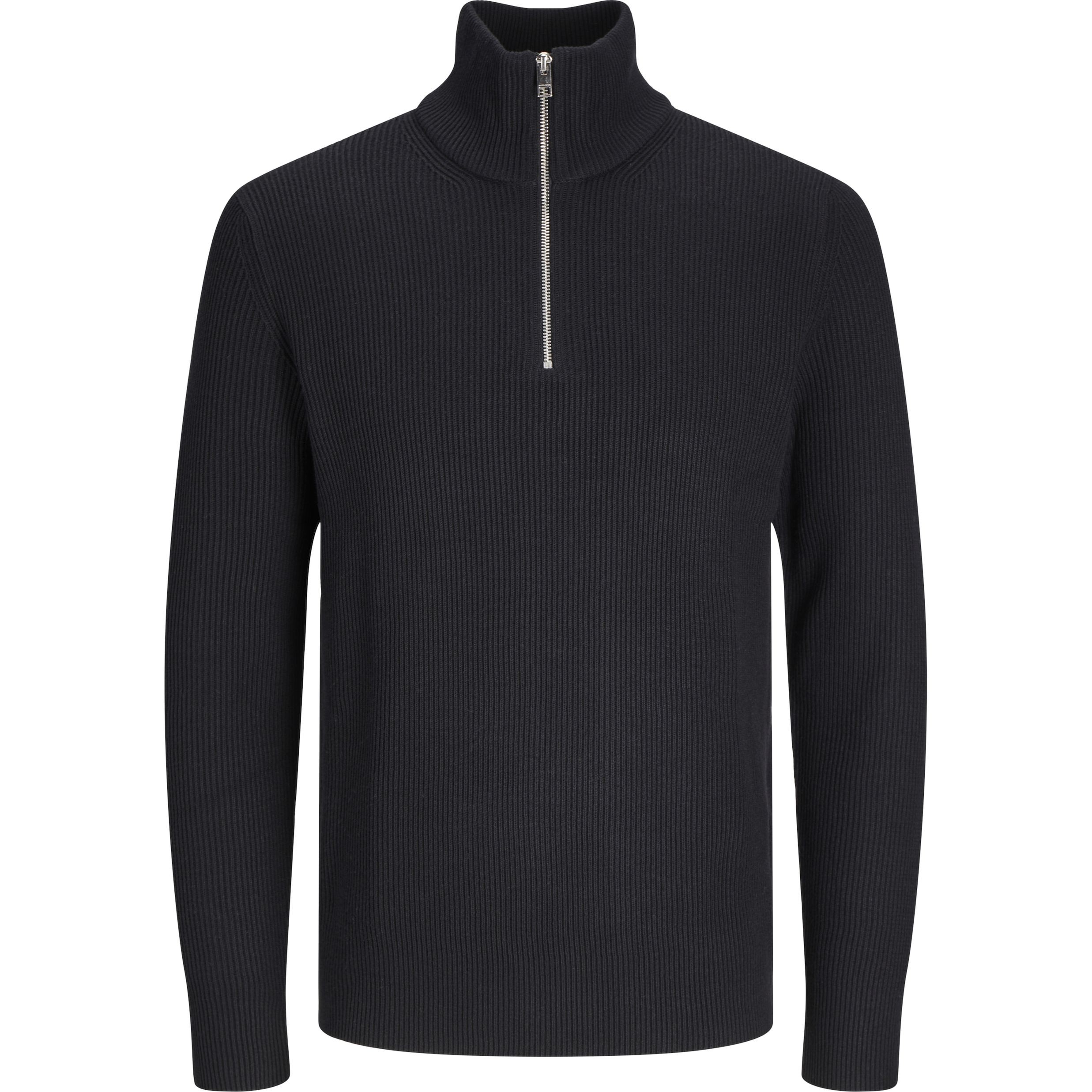 JACK & JONES Megztinis vyrams, Juoda, Perfect knit half zip 1