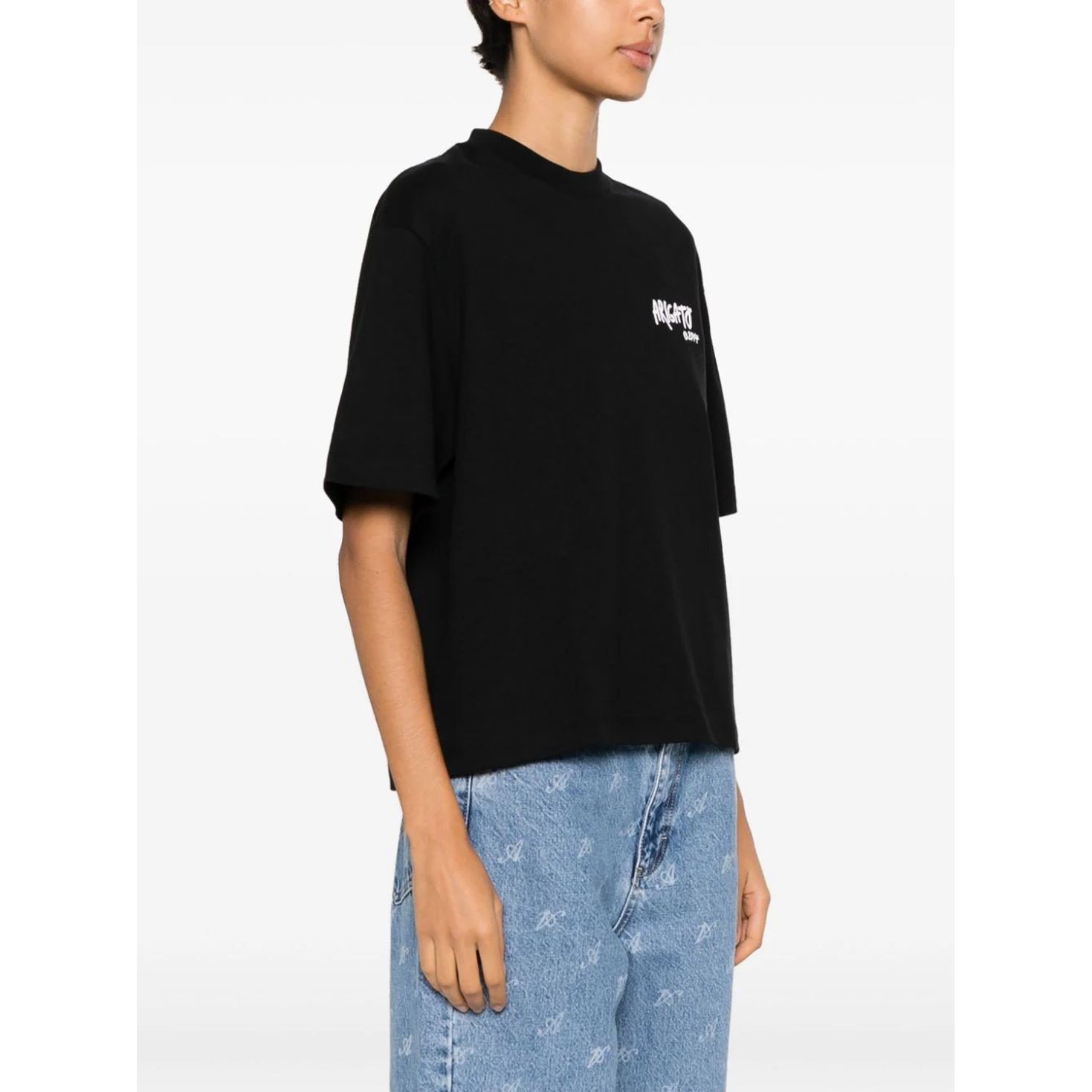 AXEL ARIGATO Marškinėliai trump. rankovėmis moterims, Juoda, Arigato tag t-shirt 3