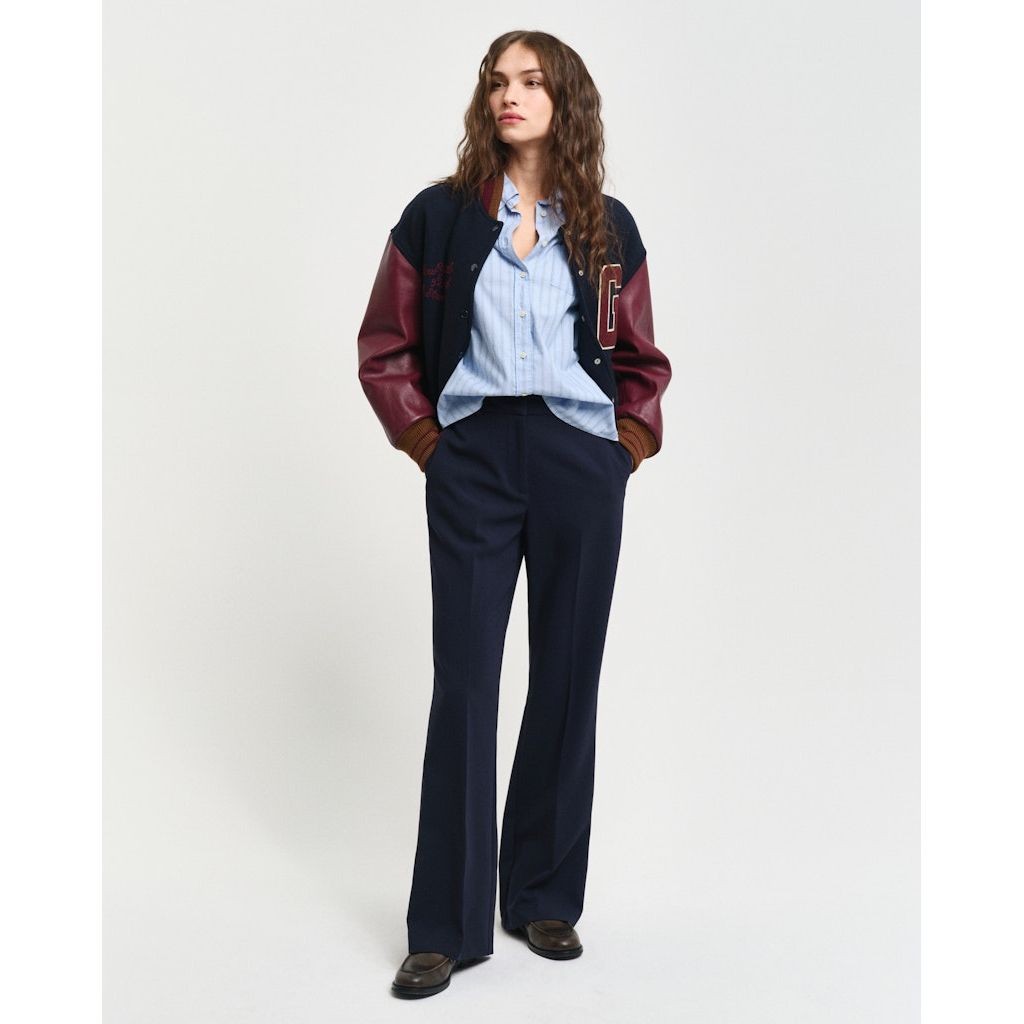 GANT Kelnės moterims, Mėlyna, Slim flare slack pants 5