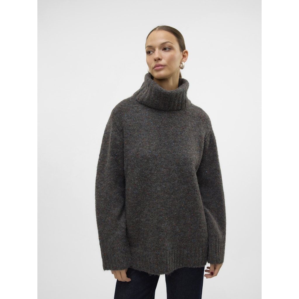 VERO MODA Megztinis su kaklu moterims, Pilka, Ingrid cowlneck pullover 5