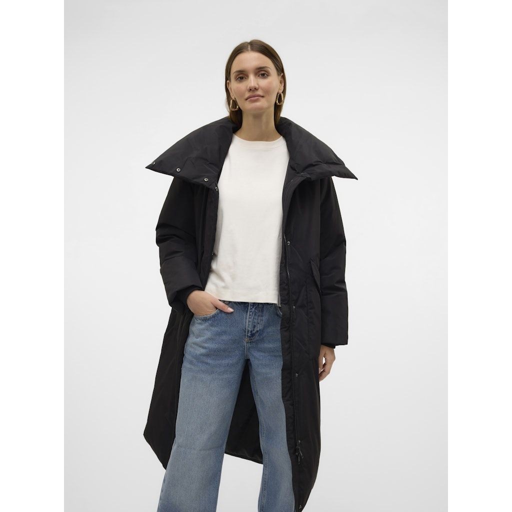 VERO MODA Pūkinis paltas moterims, Juoda, Rikke long down coat 4