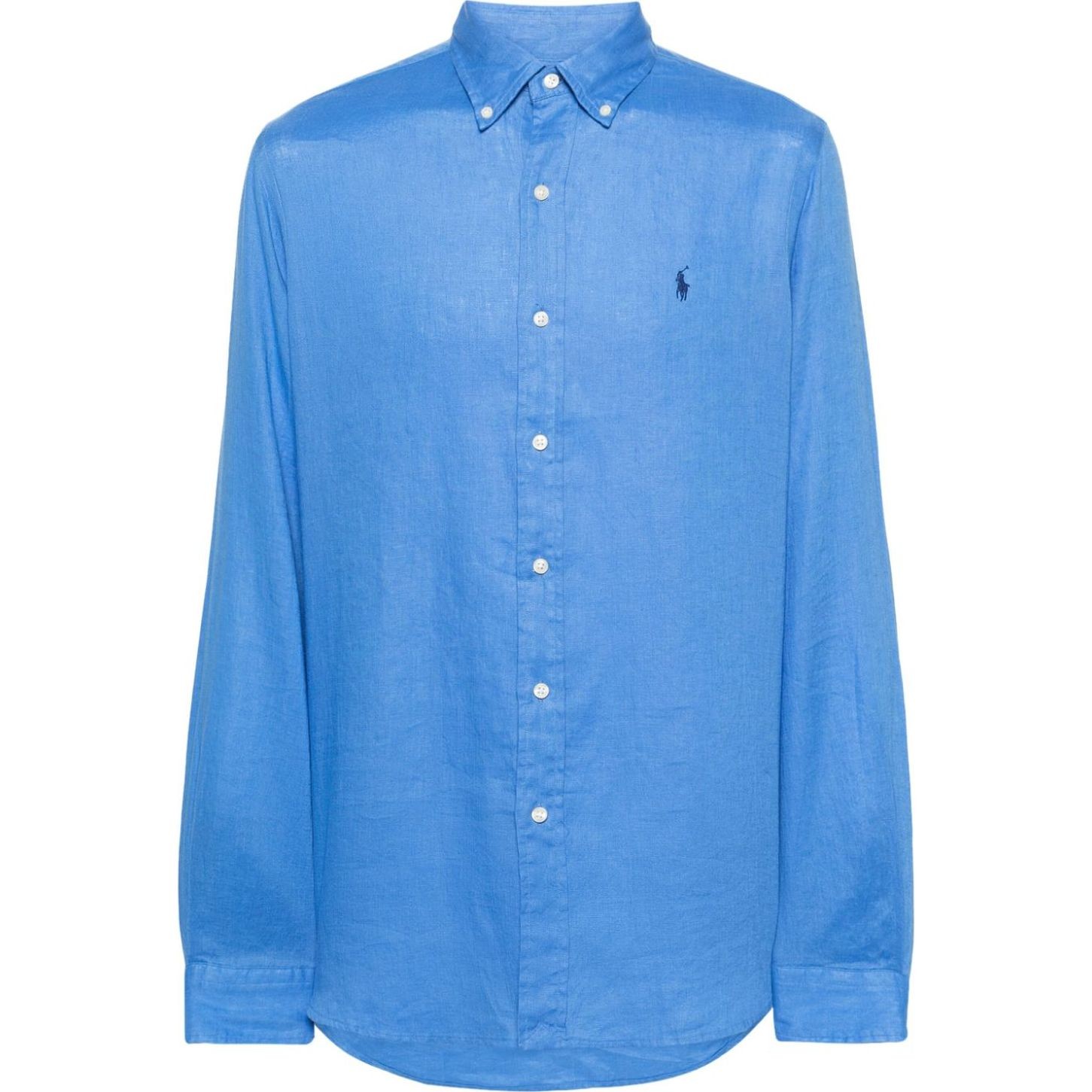 POLO RALPH LAUREN Marškiniai ilgomis rankovėmis vyrams, Mėlyna, Linen logo embroidered shirt