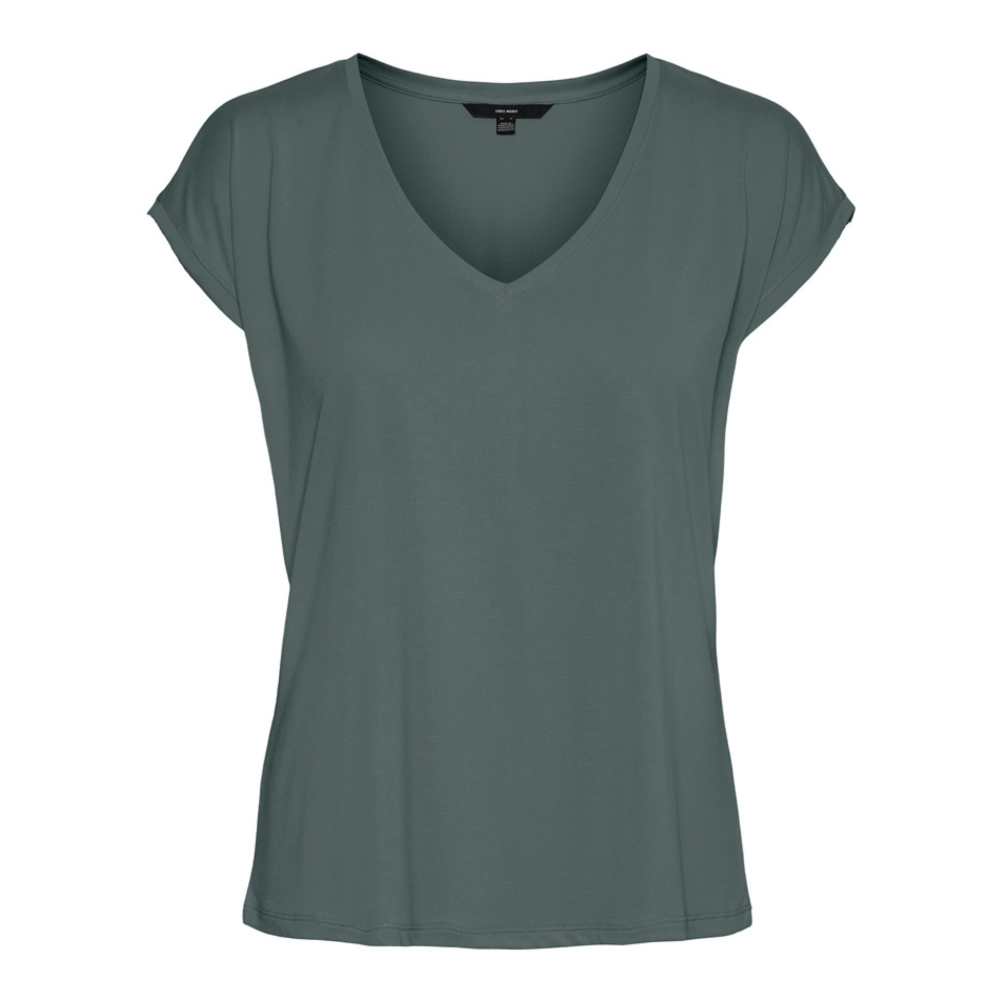 VERO MODA Marškinėliai moterims, Chaki, Filli v-neck tee 1