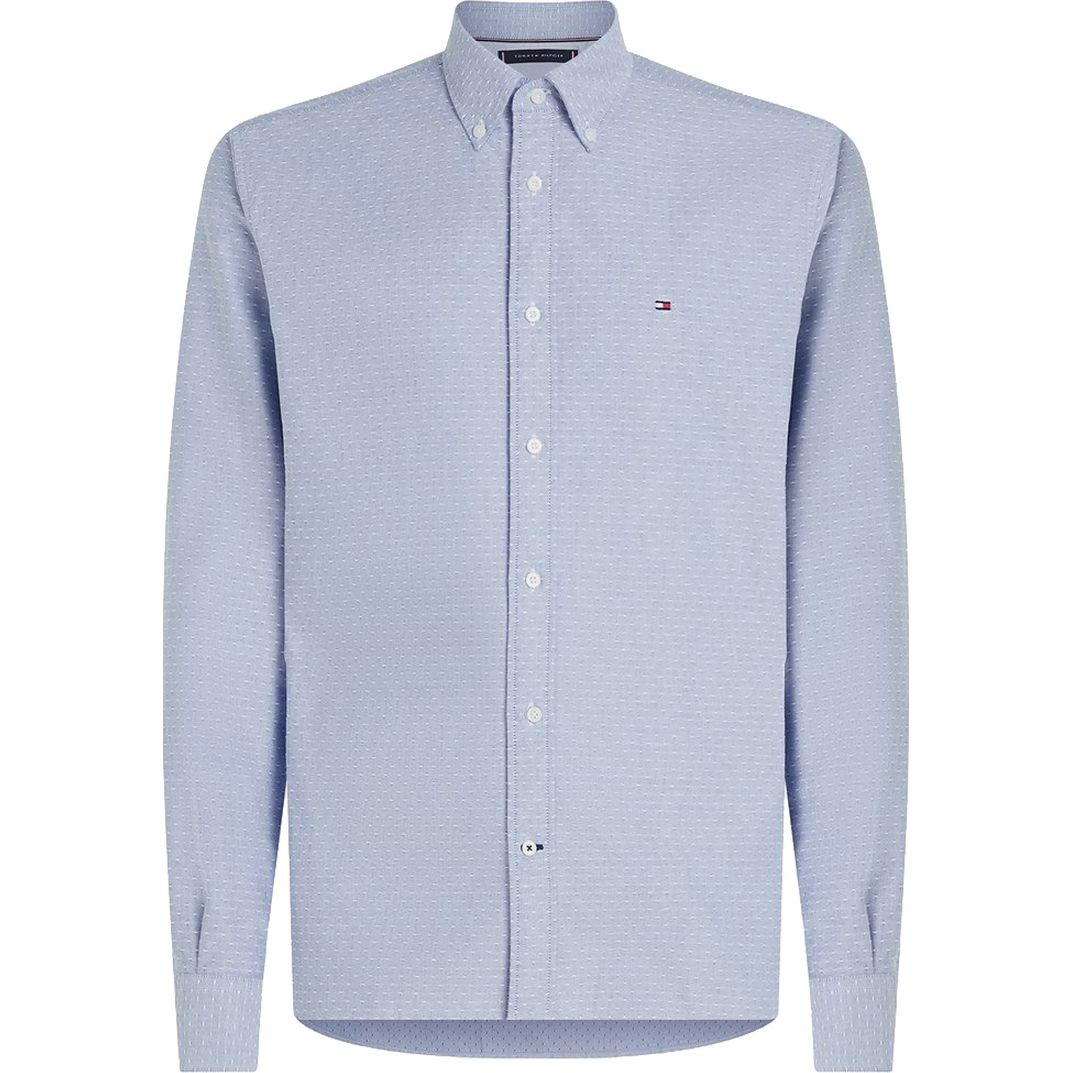 TOMMY HILFIGER Marškiniai ilgomis rankovėmis vyrams, Mėlyna, Oxford dobby rf shirt 1