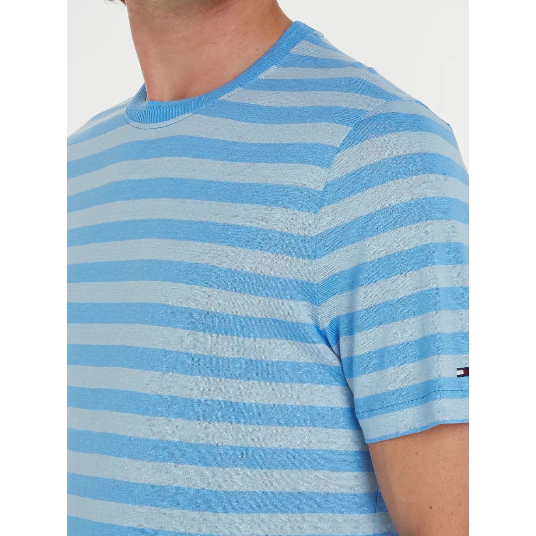 TOMMY HILFIGER Marškinėliai trump. rankovėmis vyrams, Mėlyna, Dc stripe linen tee 4
