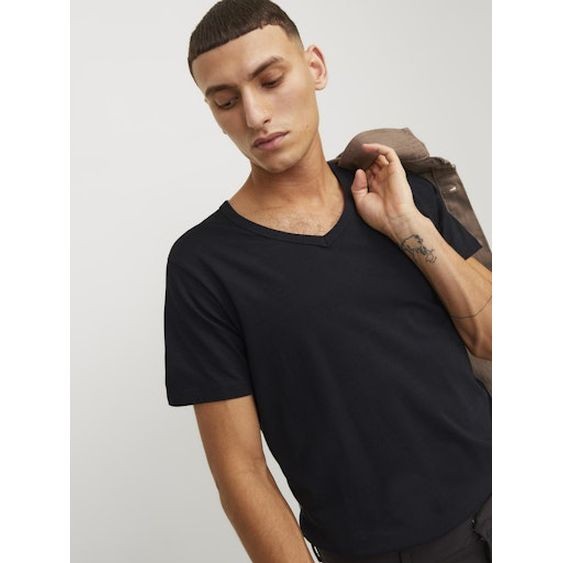 JACK & JONES Marškinėliai vyrams, Juoda, JJEBASIC V-NECK TEE 5