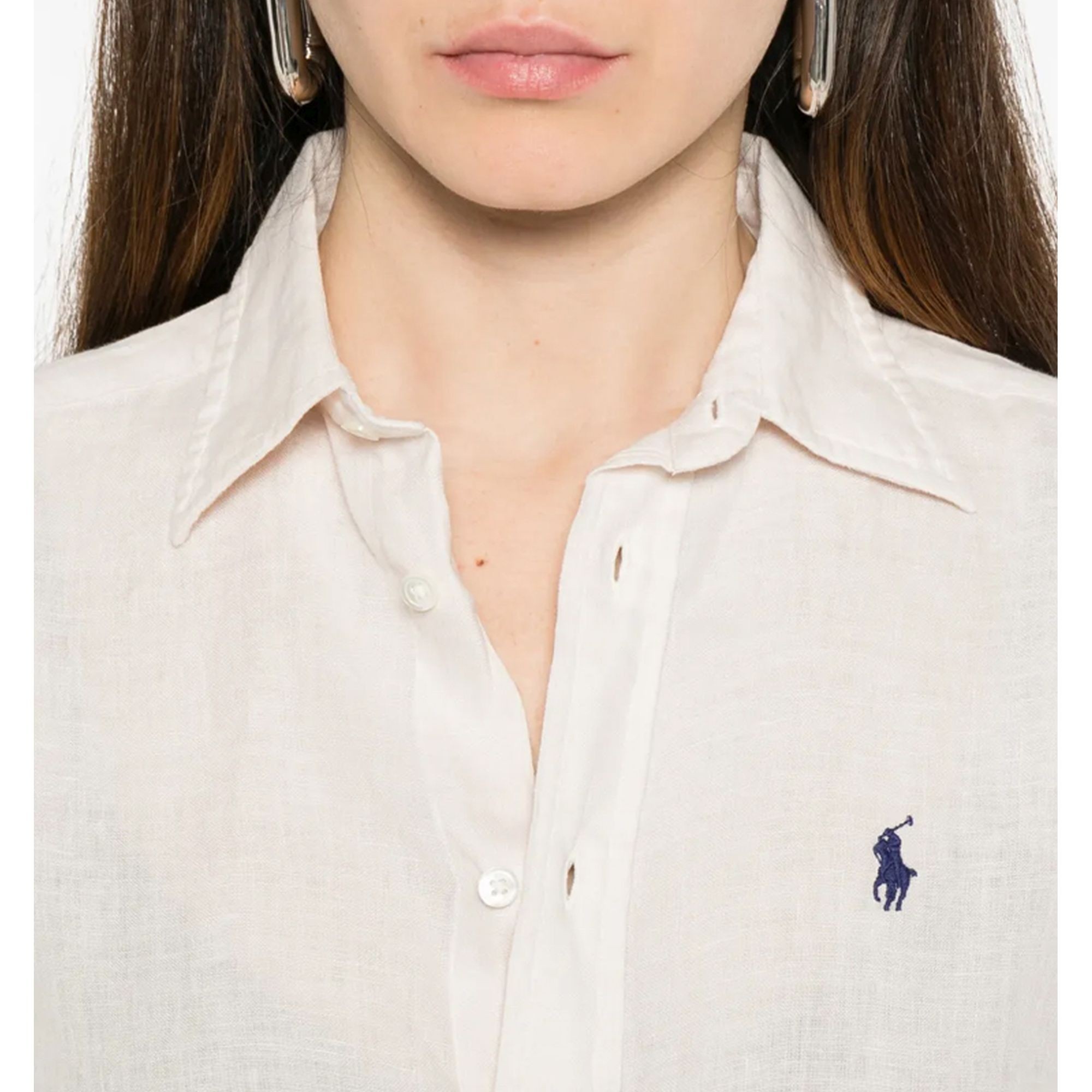 POLO RALPH LAUREN Marškiniai ilgomis rankovėmis moterims, Smėlio, Long sleeve-button front shirt 4