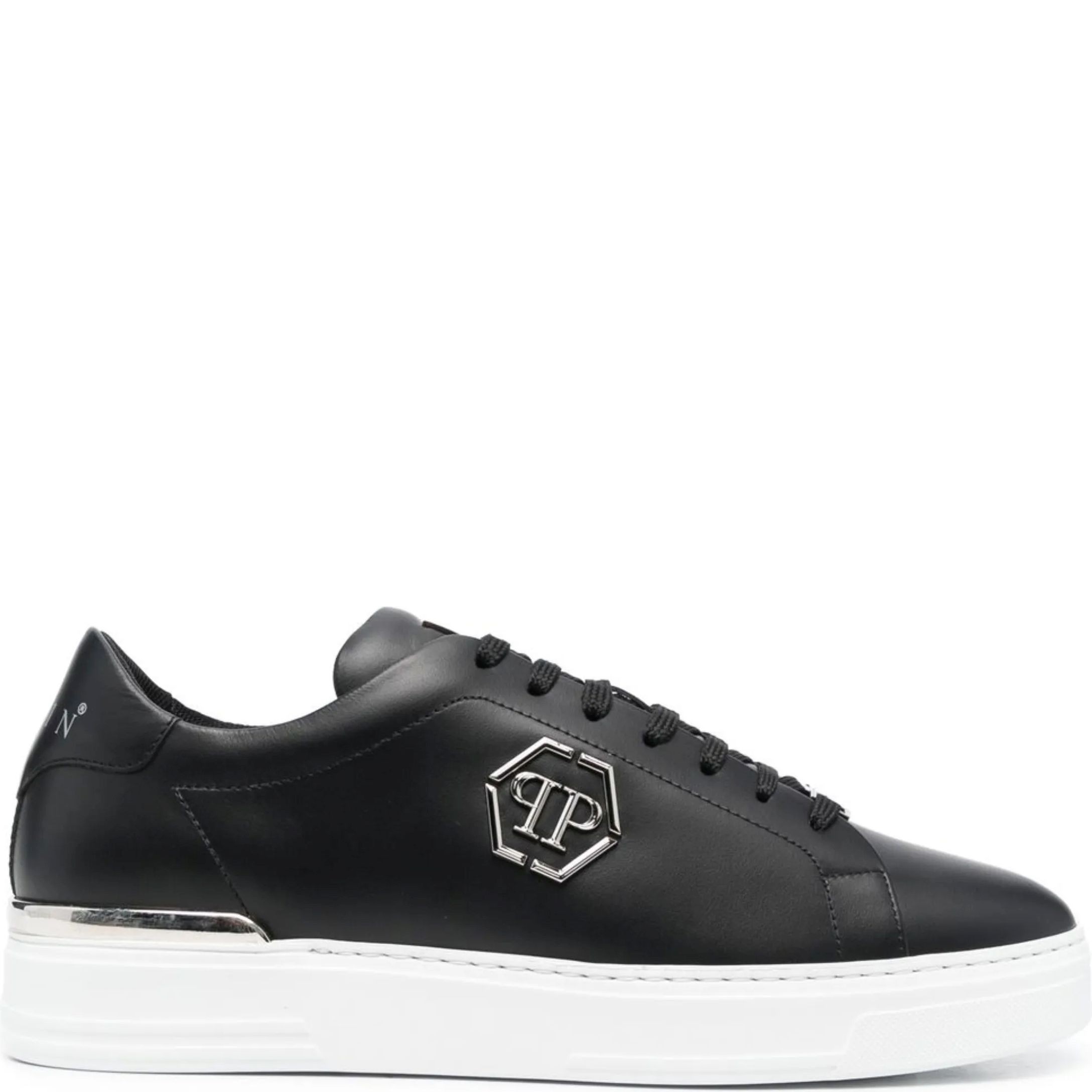 PHILIPP PLEIN Sportiniai bateliai vyrams, Juoda, Leather lo-top sneaker hexagon 2