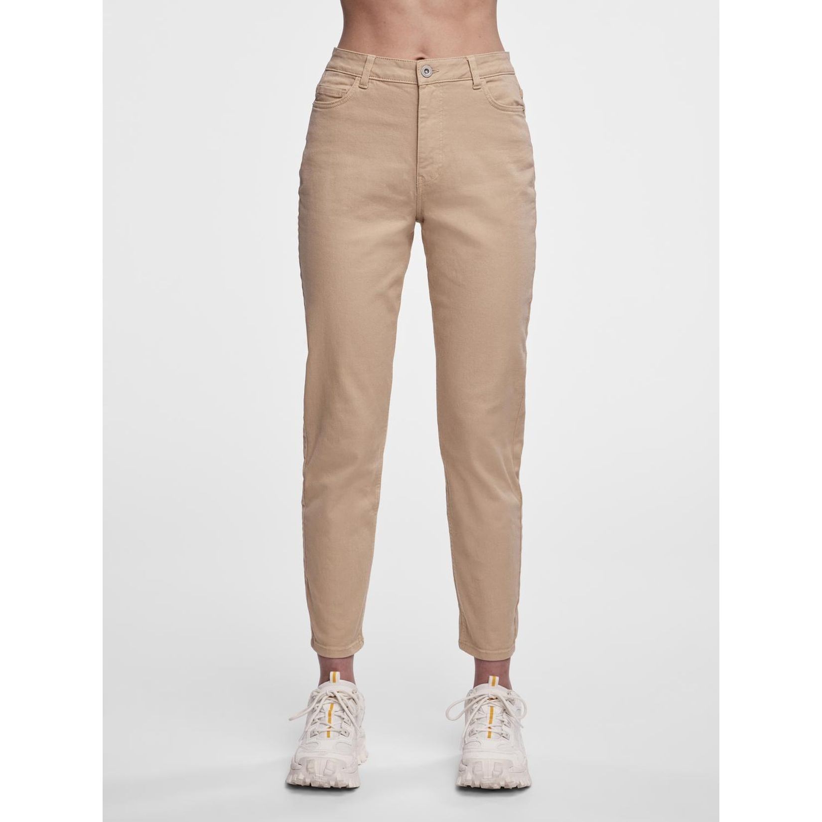 PIECES Tiesūs džinsai moterims, Smėlio, PCKESIA MOM HW ANK JN 3