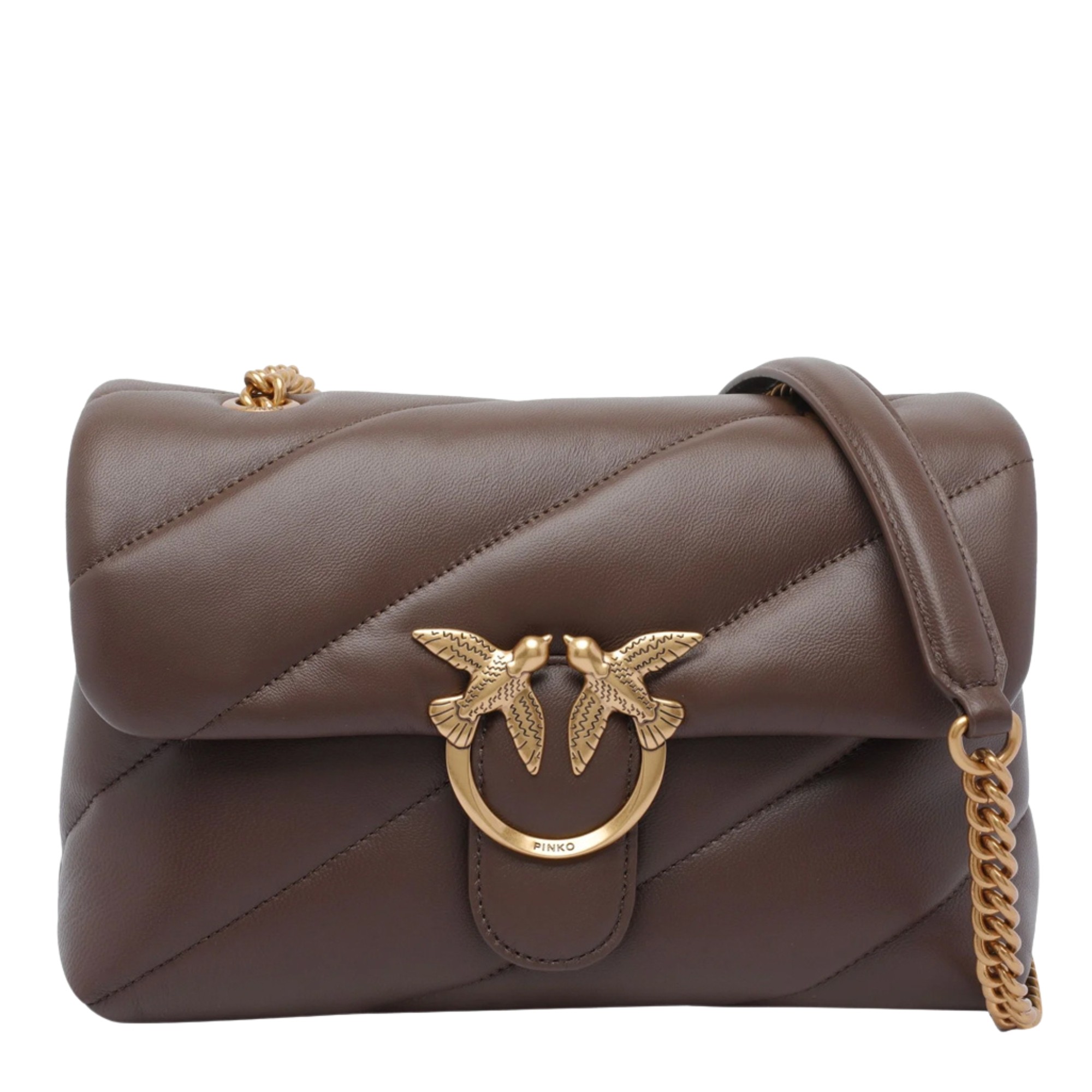 PINKO Rankinė per petį moterims, Ruda, Love puff classic sheep nappa 1