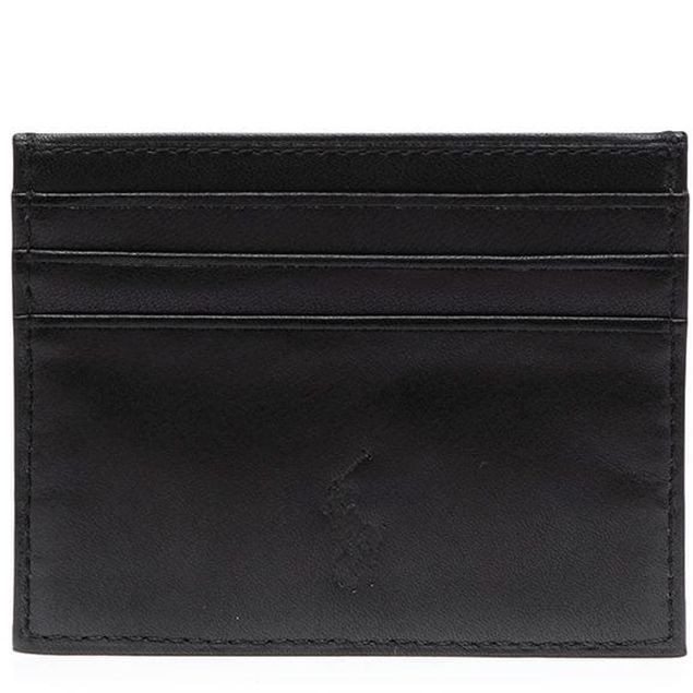 POLO RALPH LAUREN Piniginė vyrams, Juoda, Smooth leather card case 2