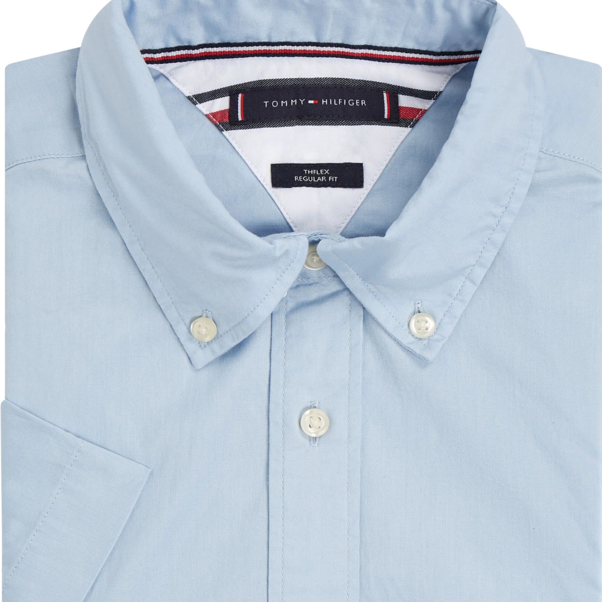 TOMMY HILFIGER Marškiniai trump. rankovėmis vyrams, Mėlyna, Flex poplin rf shirt s/s 3