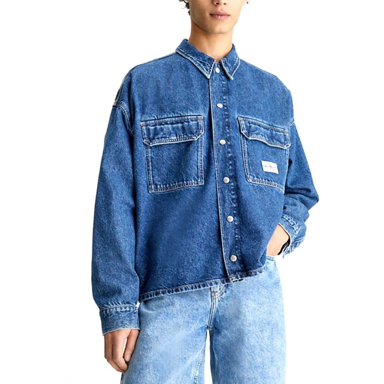 CALVIN KLEIN JEANS Marškiniai ilgomis rankovėmis vyrams, Mėlyna, Boxy loose utility shirt 2