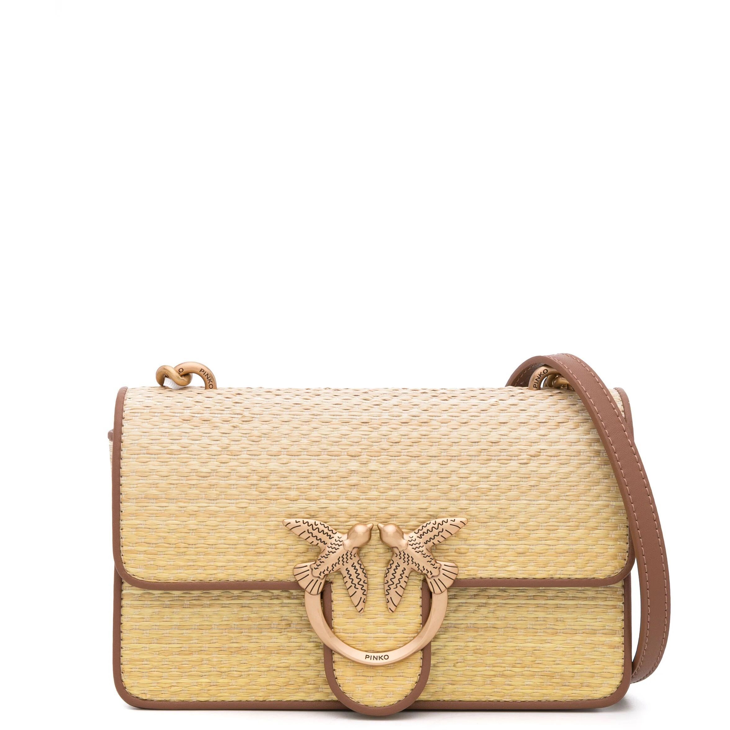 PINKO Rankinė per petį moterims, Ruda, Mini love one crossbody bag 1