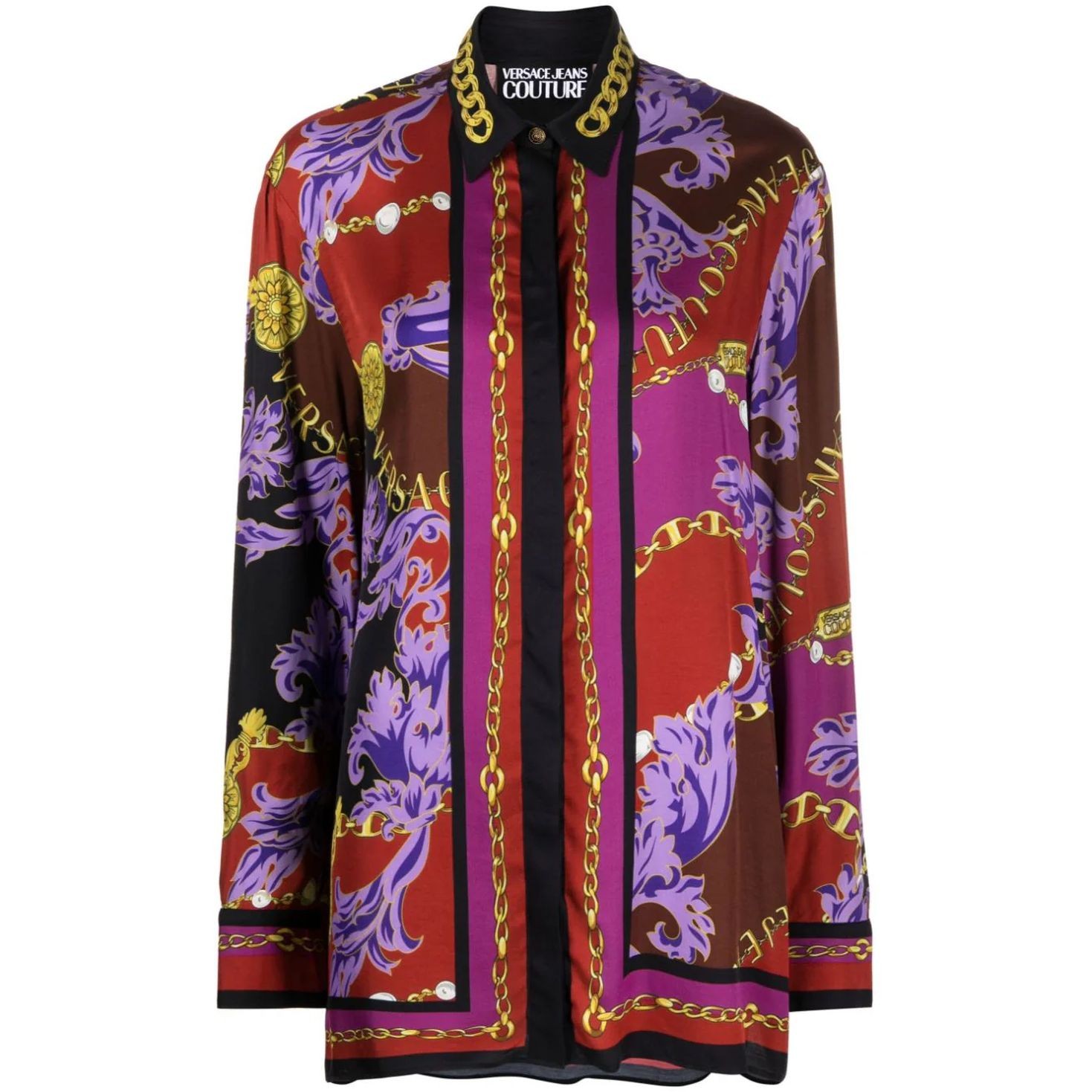VERSACE JEANS CUTURE Marškiniai ilgomis rankovėmis moterims, purple, Chain couture shirt 1