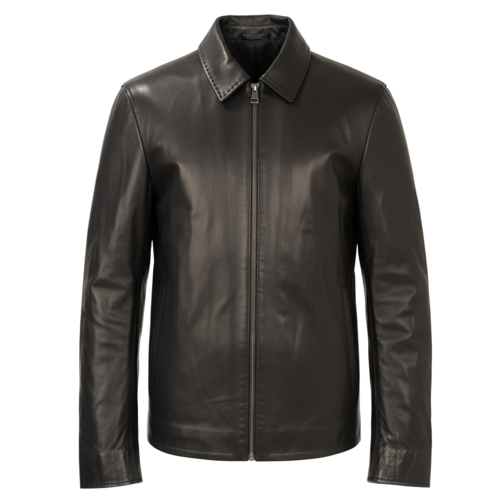 SERGIO MORETTI Odinė striukė vyrams, Juoda, Leather jacket, smr6047-25201 1