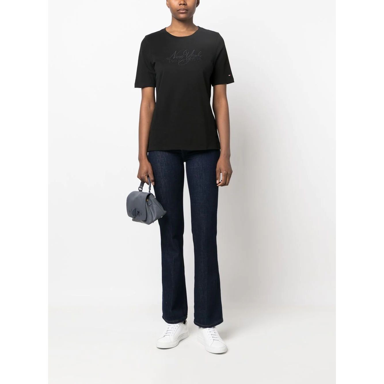 TOMMY HILFIGER Marškinėliai trump. rankovėmis moterims, Juoda, Regular ny c-neck tee 2