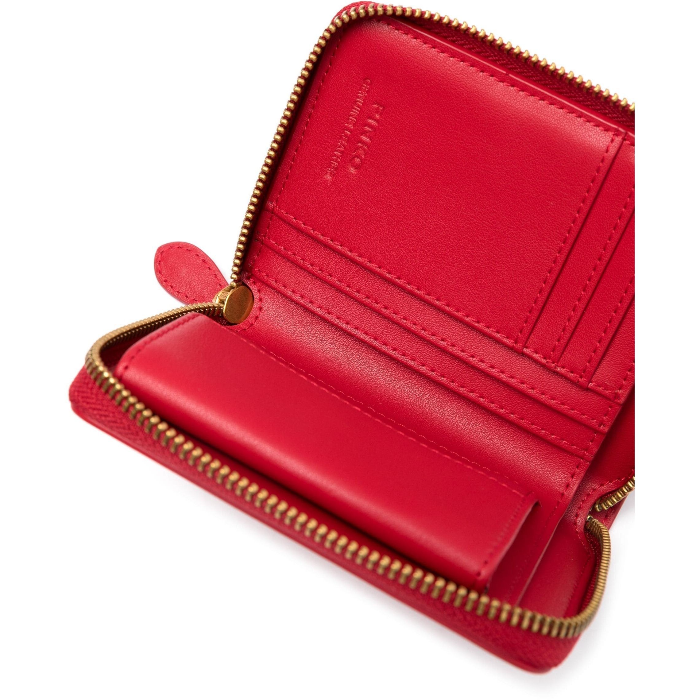 PINKO Piniginė moterims, Rožinė, Logo-plaque leather wallet 3