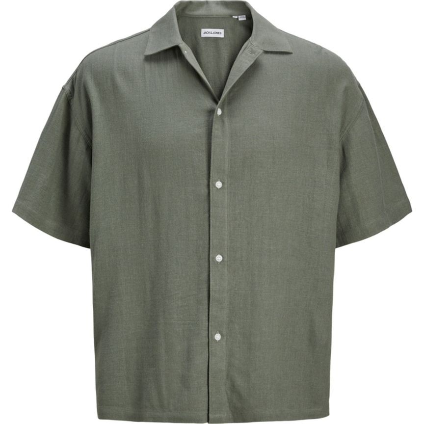 JACK & JONES Marškiniai trump. rankovėmis vyrams, Chaki, Wayne solid resort shirt 1