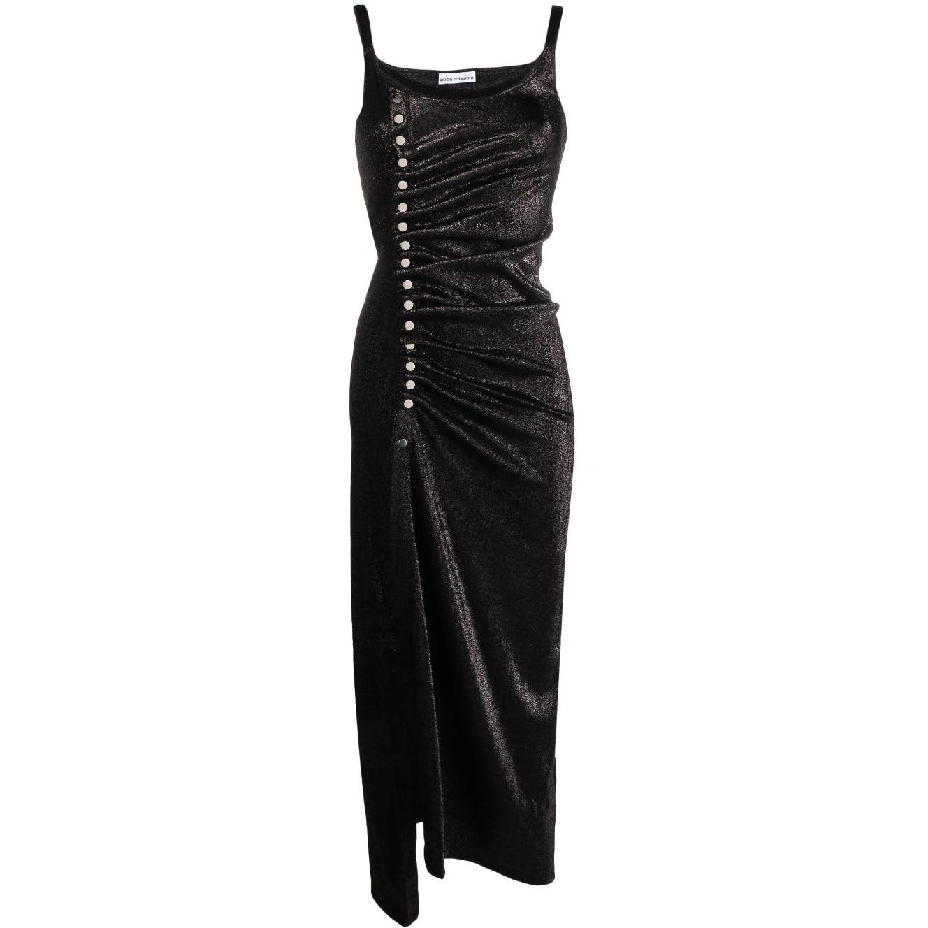 PACO RABANNE Maxi suknelė moterims, Juoda, Asymmetric mixi dress 1