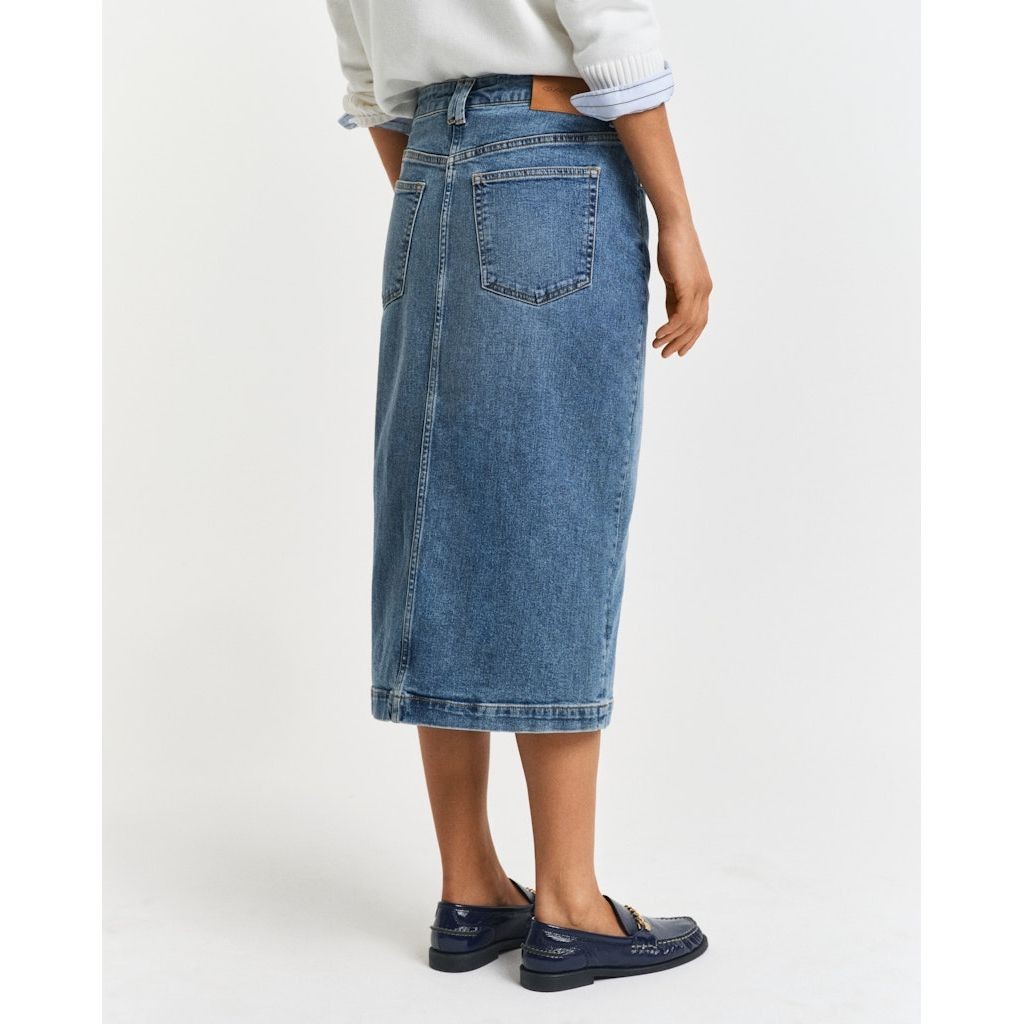 GANT Midi sijonas moterims, Mėlyna, Midi denim skirt 3
