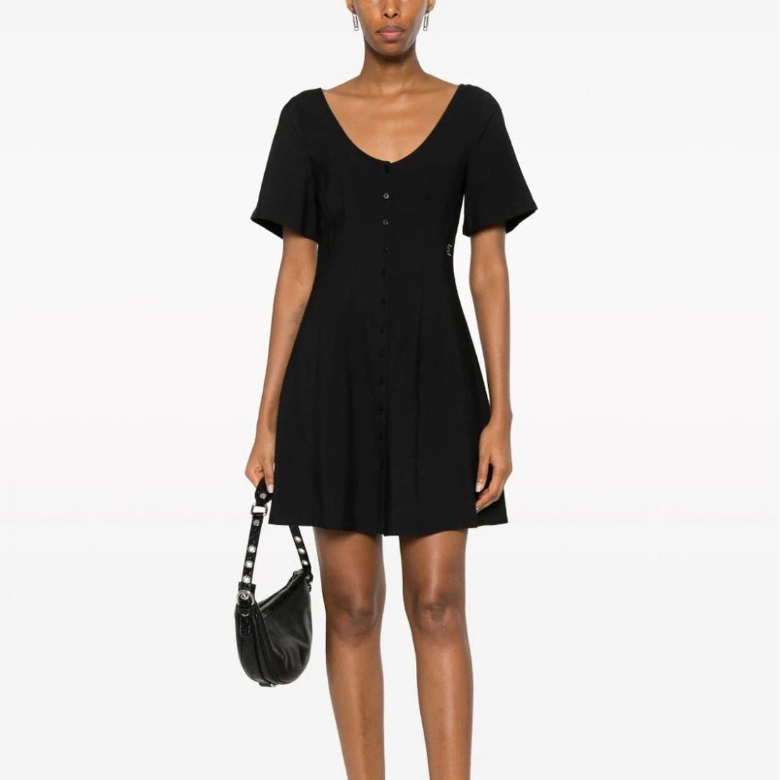 CALVIN KLEIN JEANS Midi suknelė moterims, Juoda, Button down short sleeve dress 2