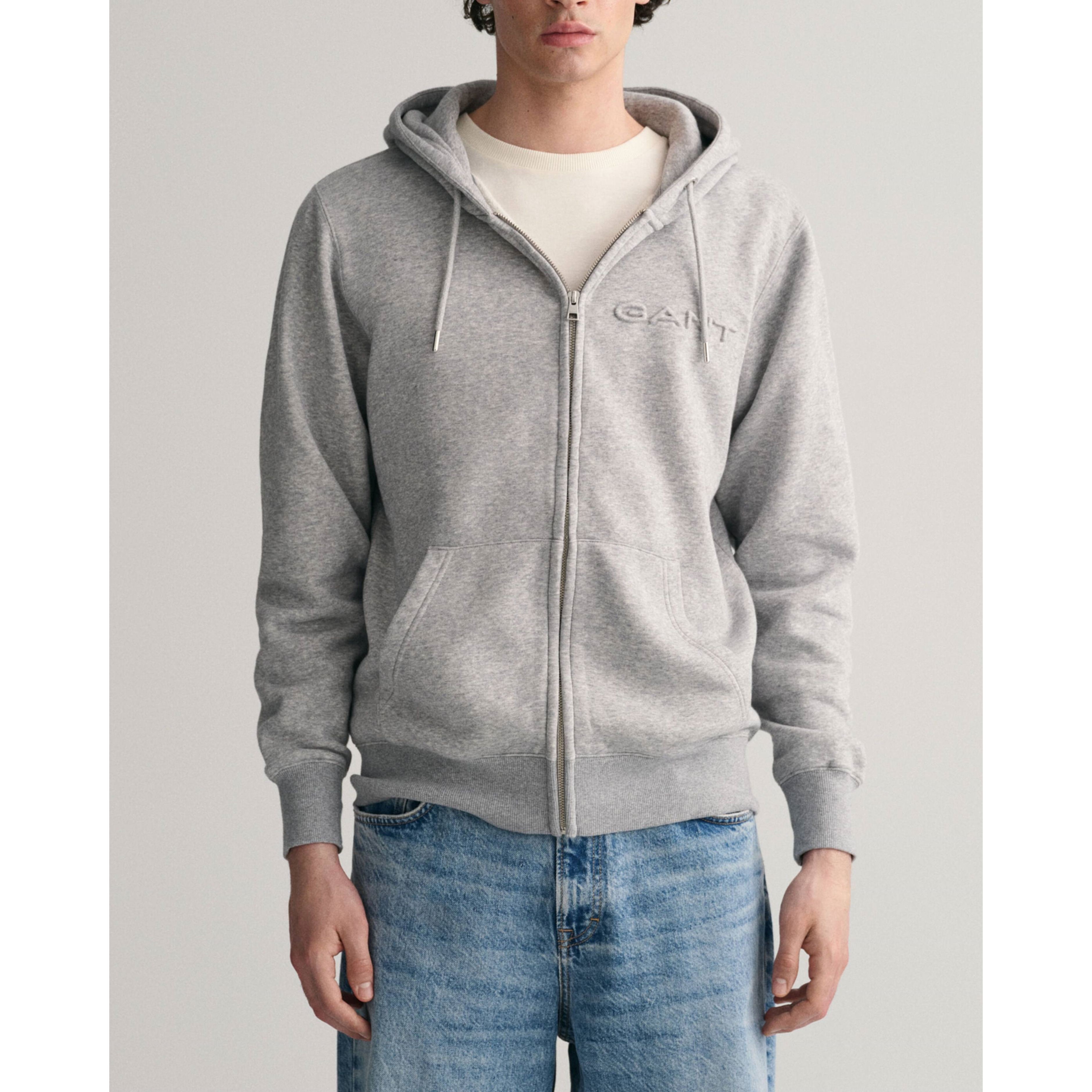 GANT Džemperis vyrams, Pilka, EMBOSSED FULL ZIP HOODIE 2