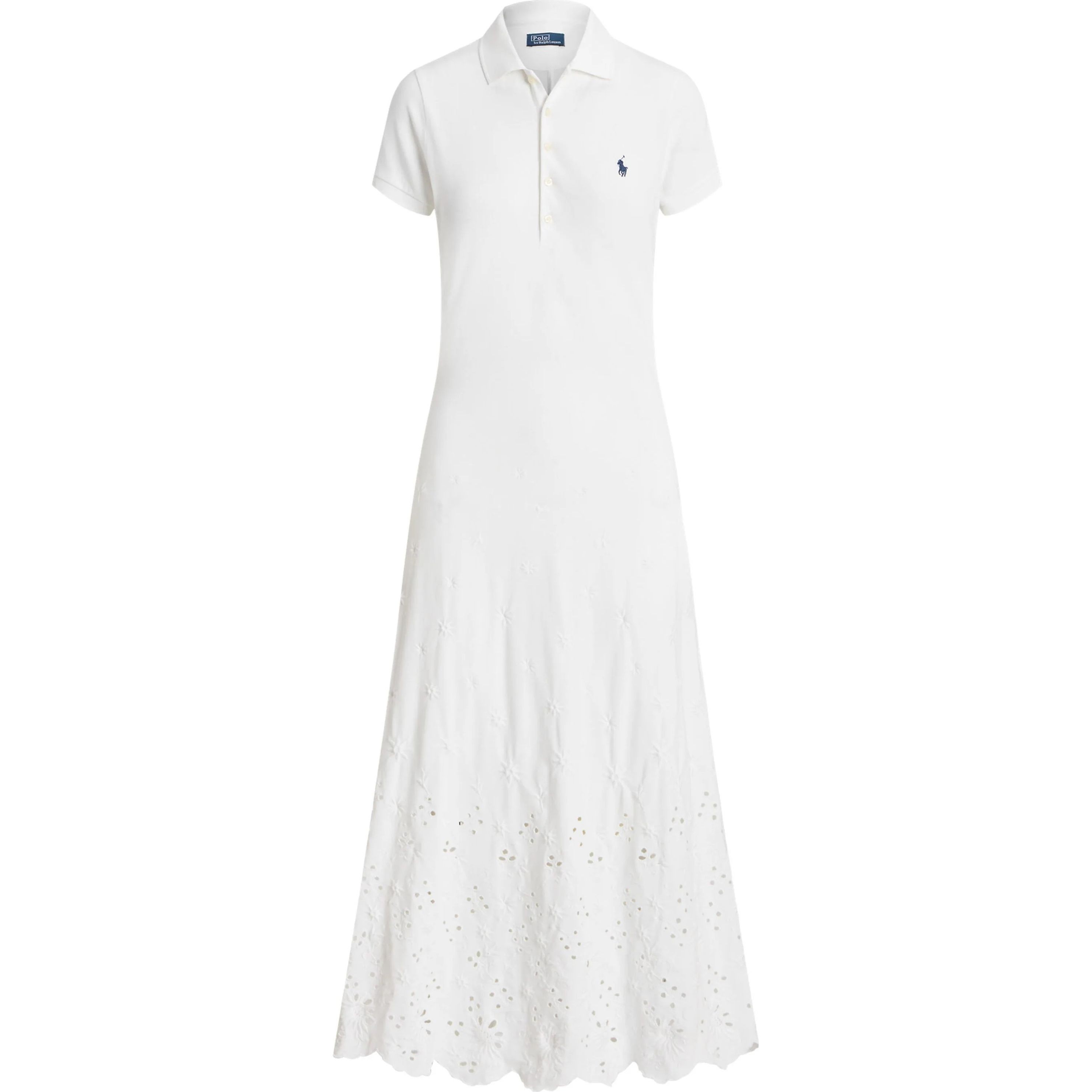 POLO RALPH LAUREN Midi suknelė moterims, Balta, Short sleeve day dress