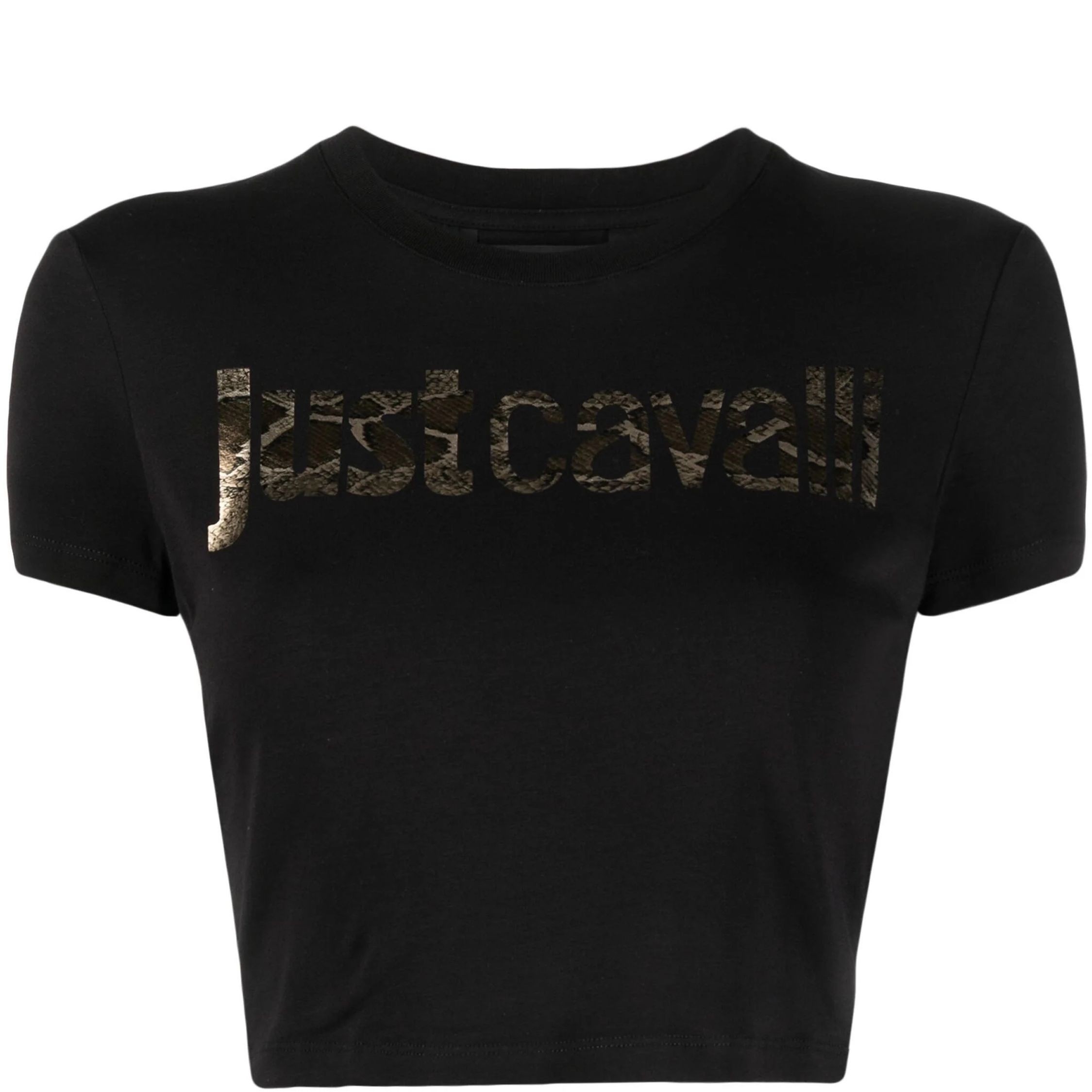 JUST CAVALLI Trumpinti marškinėliai moterims, Juoda, Logo t-shirt 1