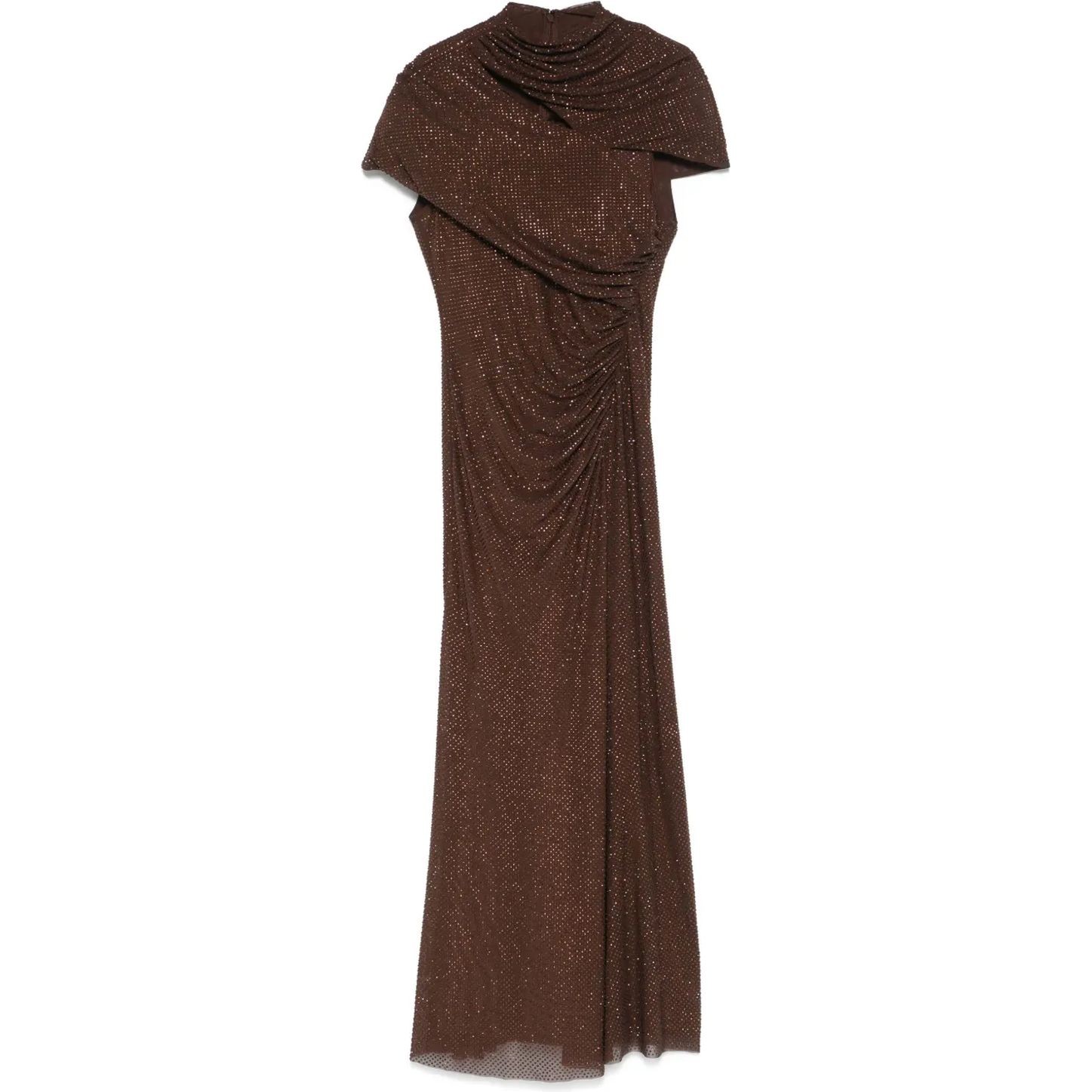 SELF PORTRAIT Midi suknelė moterims, Ruda, Rhinestone cut out midi dress