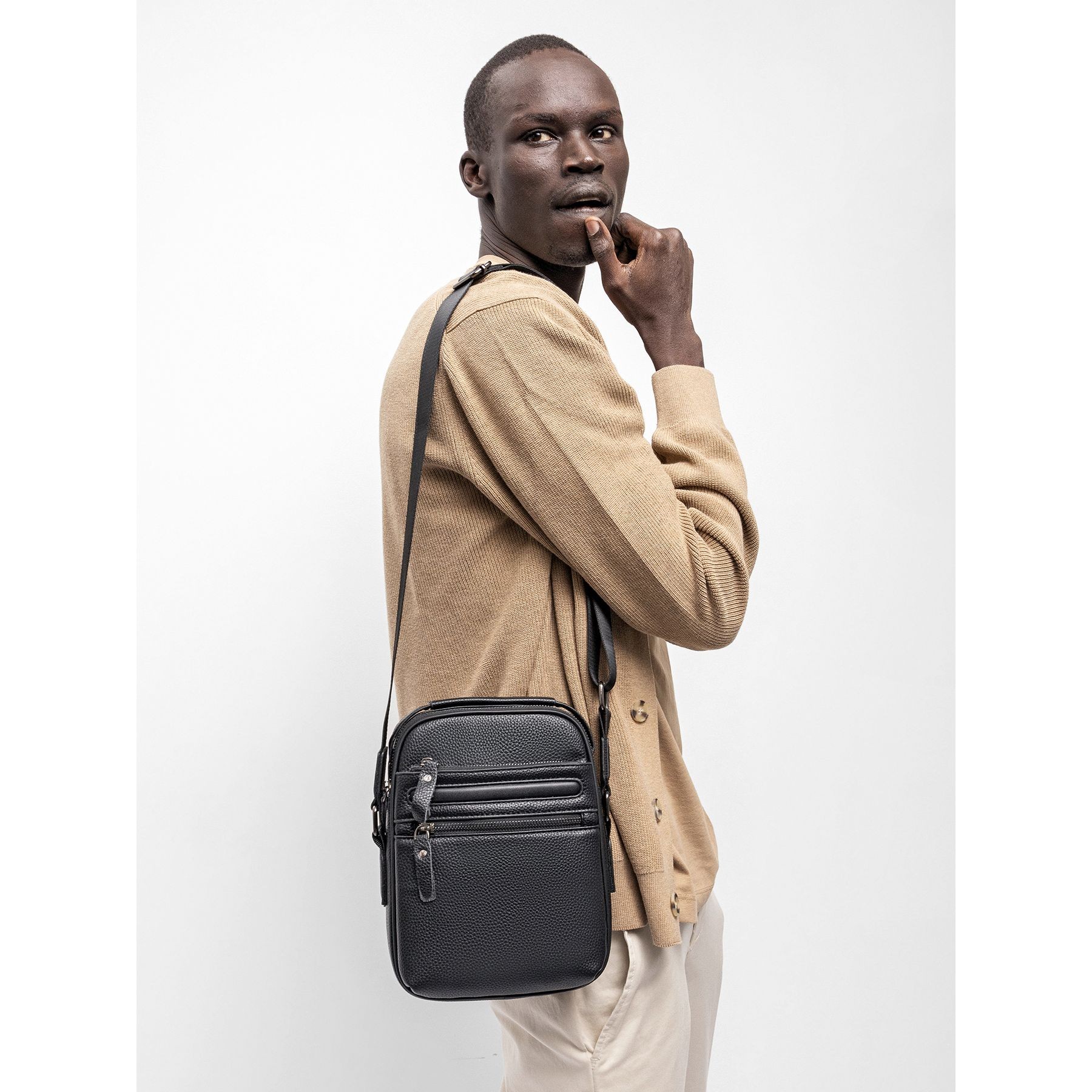 KEDDO Rankinė per petį vyrams, Juoda, Crossbody 5