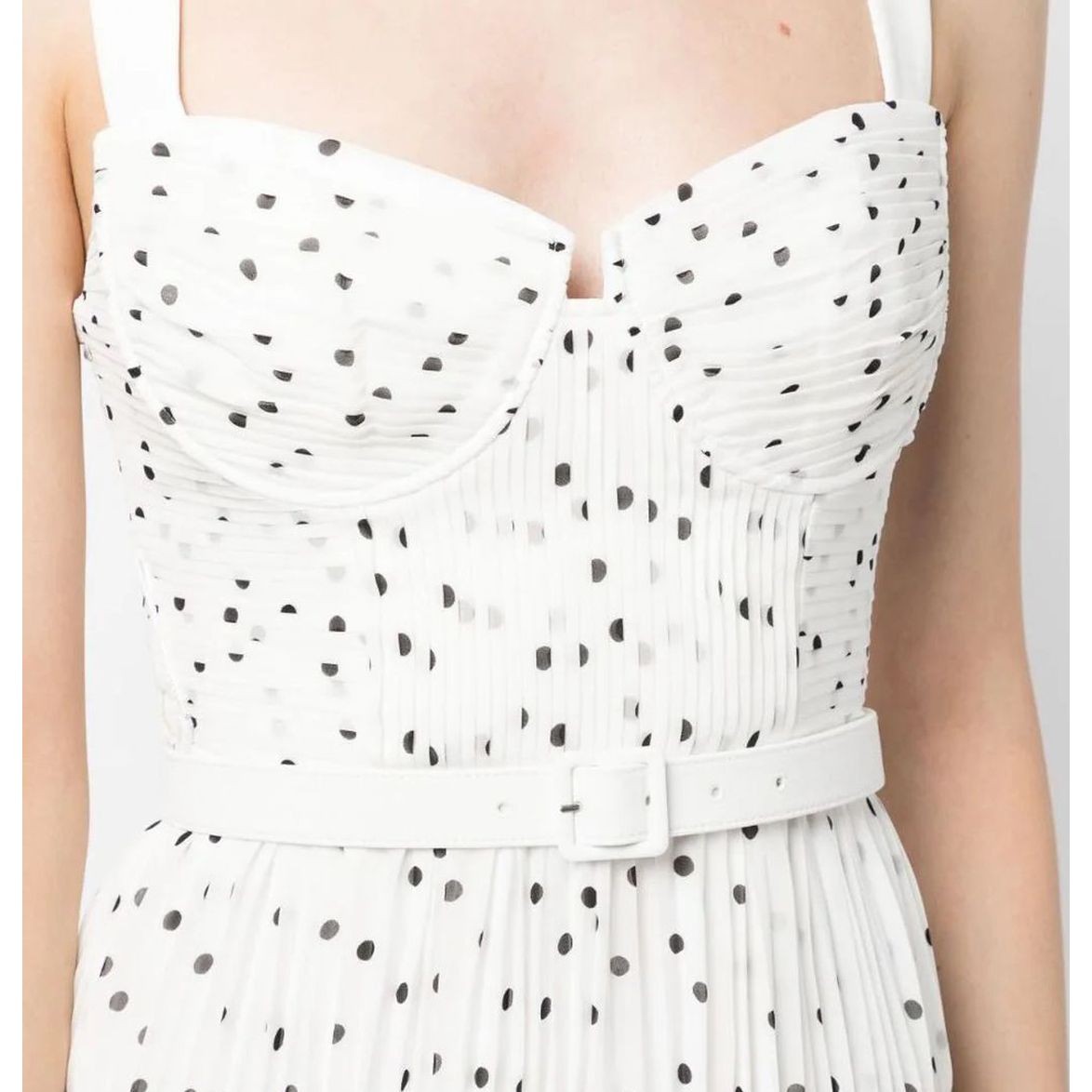 SELF PORTRAIT Midi suknelė moterims, Balta, Polka dot chiffon midi dress 4