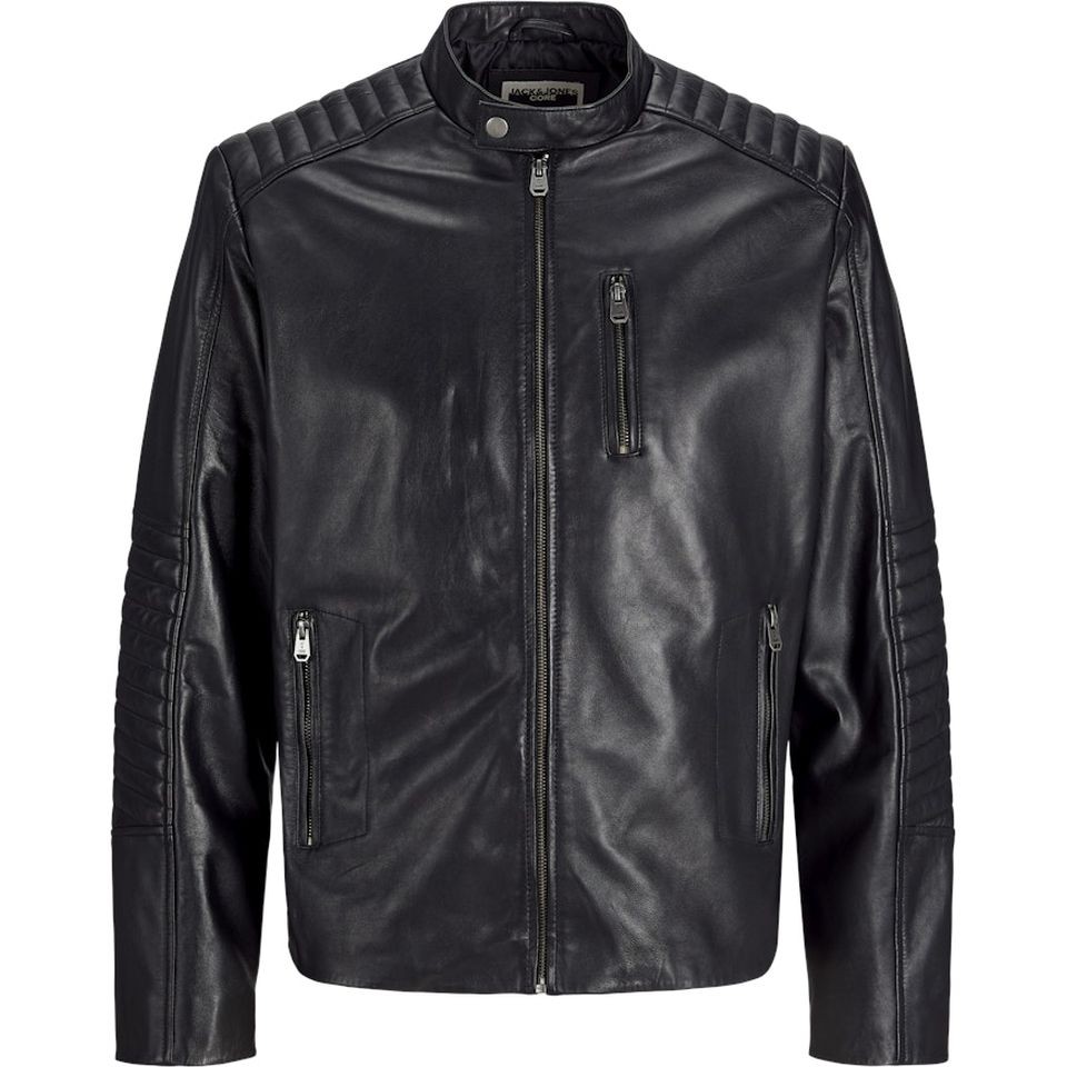JACK & JONES Striukė vyrams, Juoda, JCOLIAM LEATHER JACKET 1
