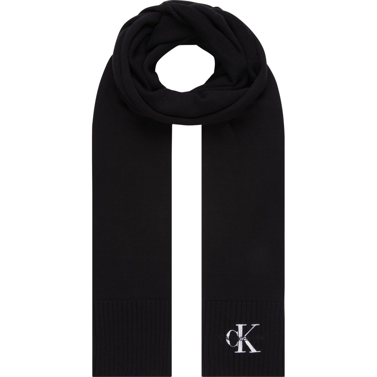 CALVIN KLEIN JEANS Šalikas moterims, Juoda, Monologo embro knit scarf 2