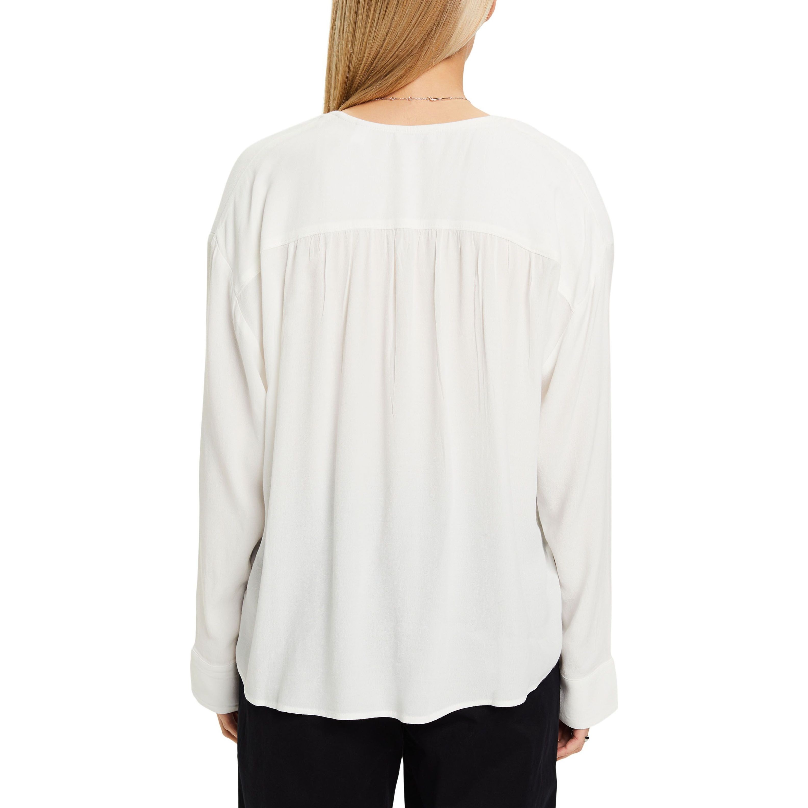 ESPRIT Palaidinės moterims, Balta, Cr?pe V-Neck Blouse 3