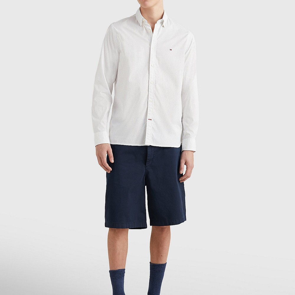 TOMMY HILFIGER Marškiniai ilgomis rankovėmis vyrams, Balta, Natural soft mini print shirt 3