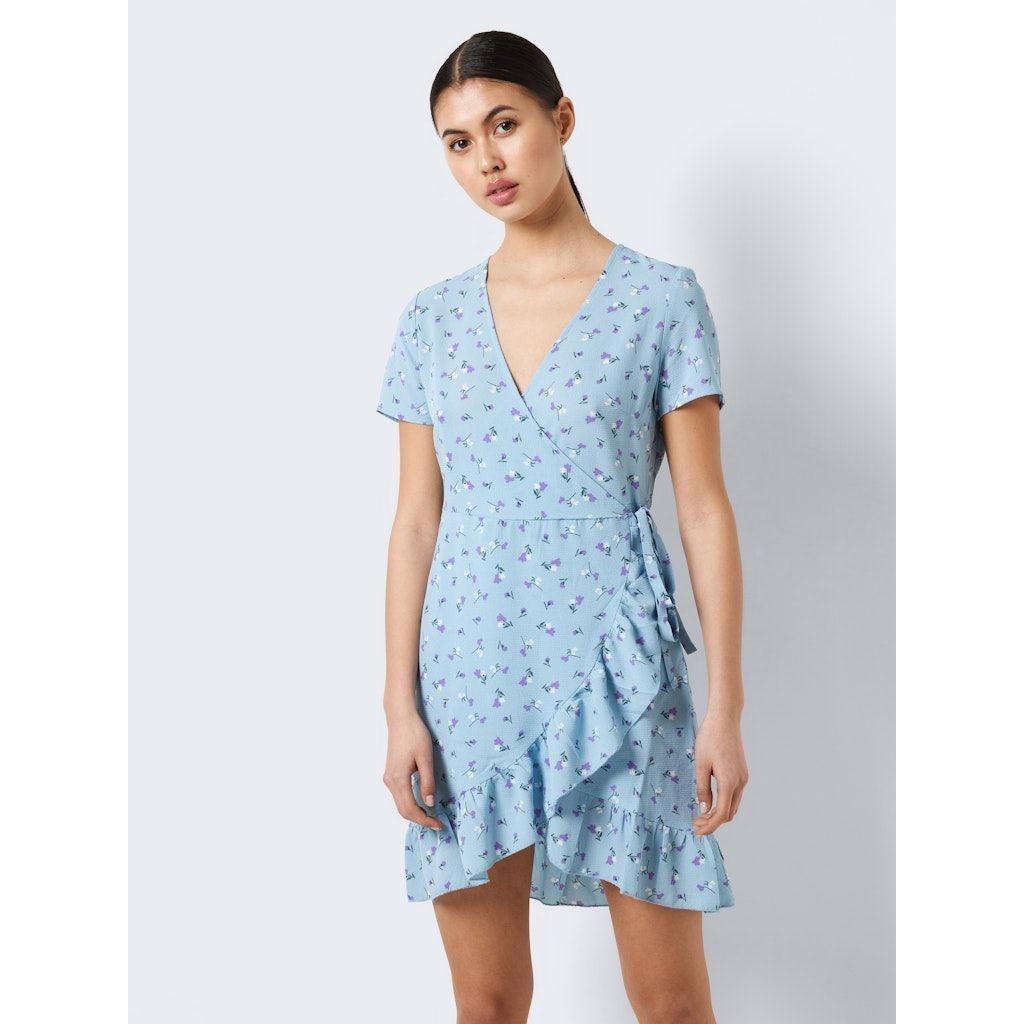 NOISY MAY Mini suknelė moterims, Mėlyna, NMCLARA BIANCA S/S WR 5