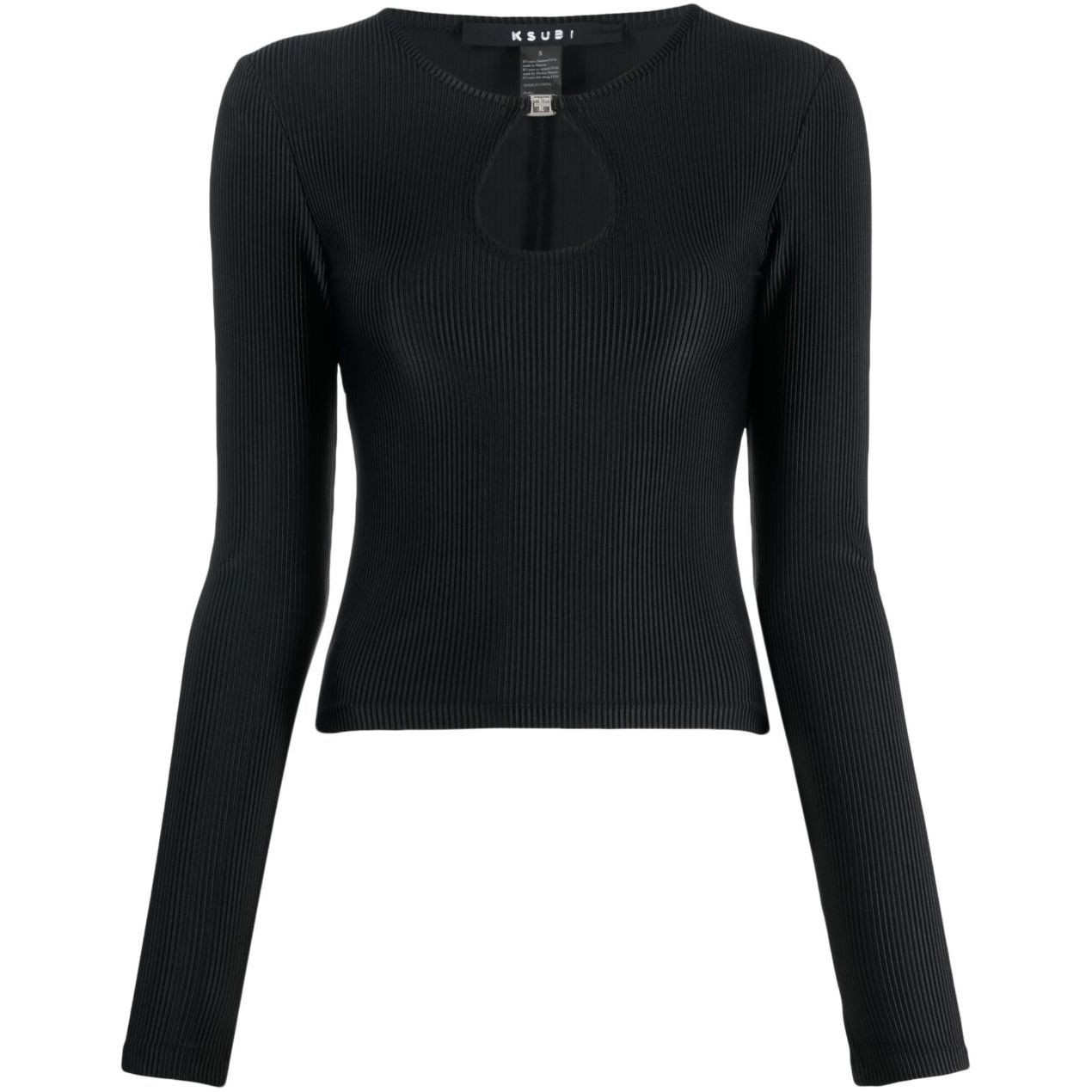 KSUBI Megztinis moterims, Juoda, Charmed keyhole black top 1