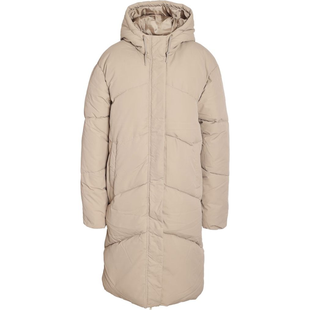 NOISY MAY Pūkinis paltas moterims, Smėlio, Tenna long jacket 1