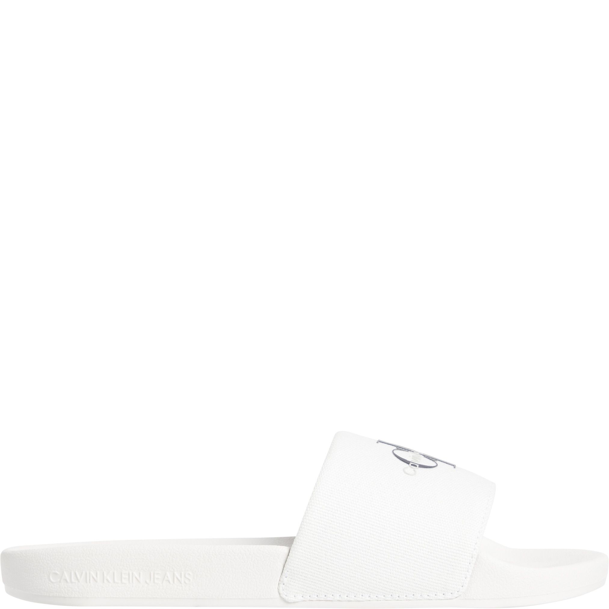 CALVIN KLEIN JEANS Guminės šlepetės moterims, Balta, Slide monogram 2